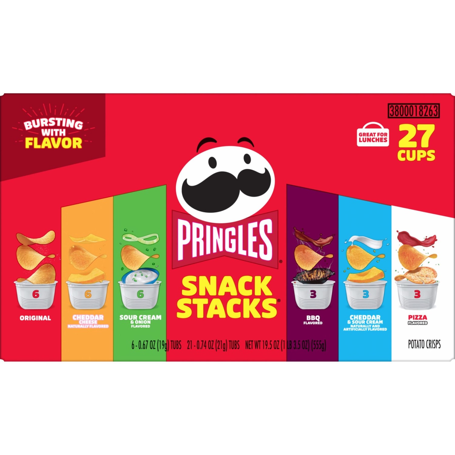 Pringles Potato Crisps Variety Pack Chips Snack Stacks, 19.7 Oz, Pack Of 27 Snack Stacks - Image 3