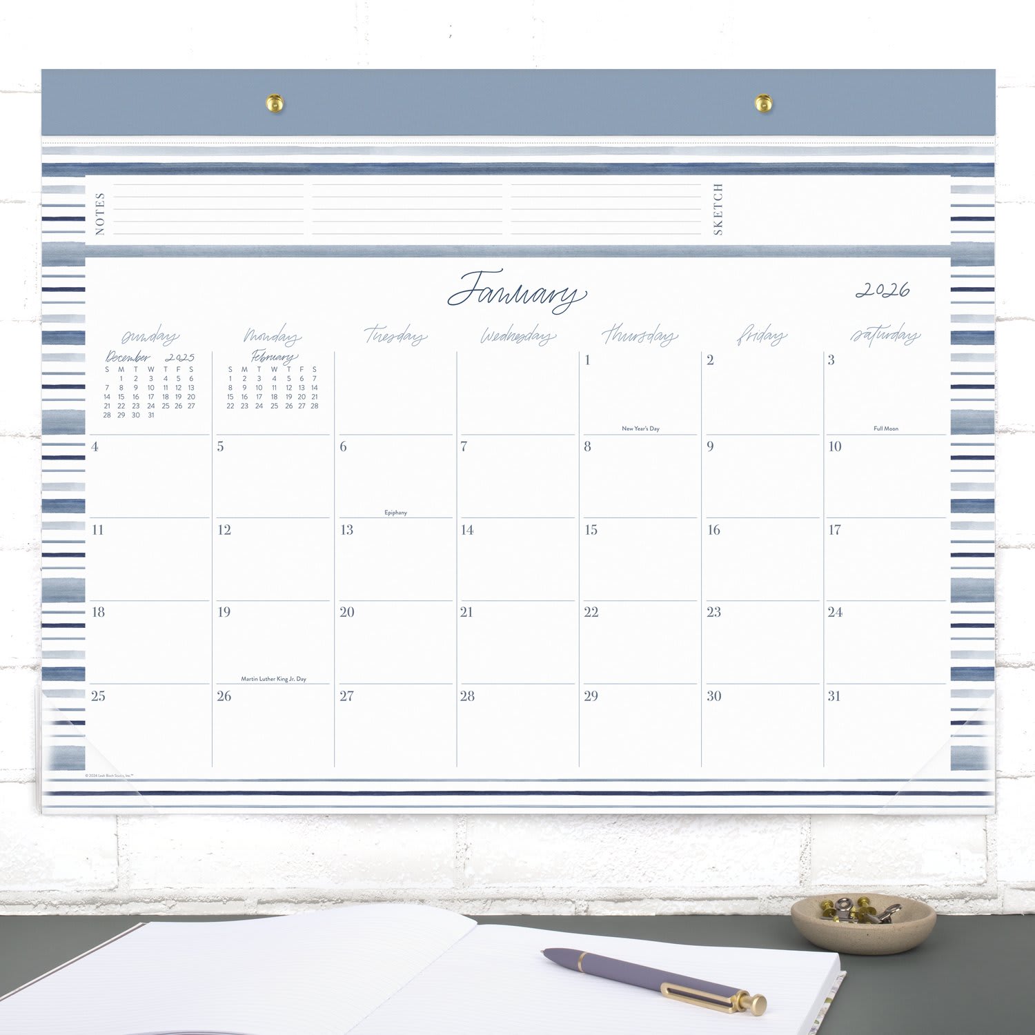 Leah Bisch for Cambridge 2026 Monthly Desk Pad Calendar, Stripe, Standard, 21 3/4in x 17in - Image 4