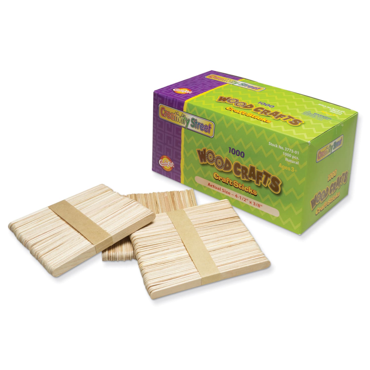 Creativity Street Regular Craft Sticks, 4-1/2in x 3/8in, Natural, 1000 Sticks Per Pack, Set Of 2 Packs - Image 3