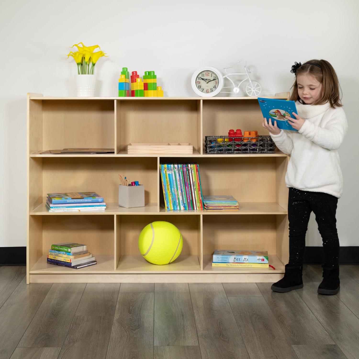 Flash Furniture Wooden School Classroom Storage Cabinet/Cubby, 36inH x 48inW x 15inD, Natural - Image 3