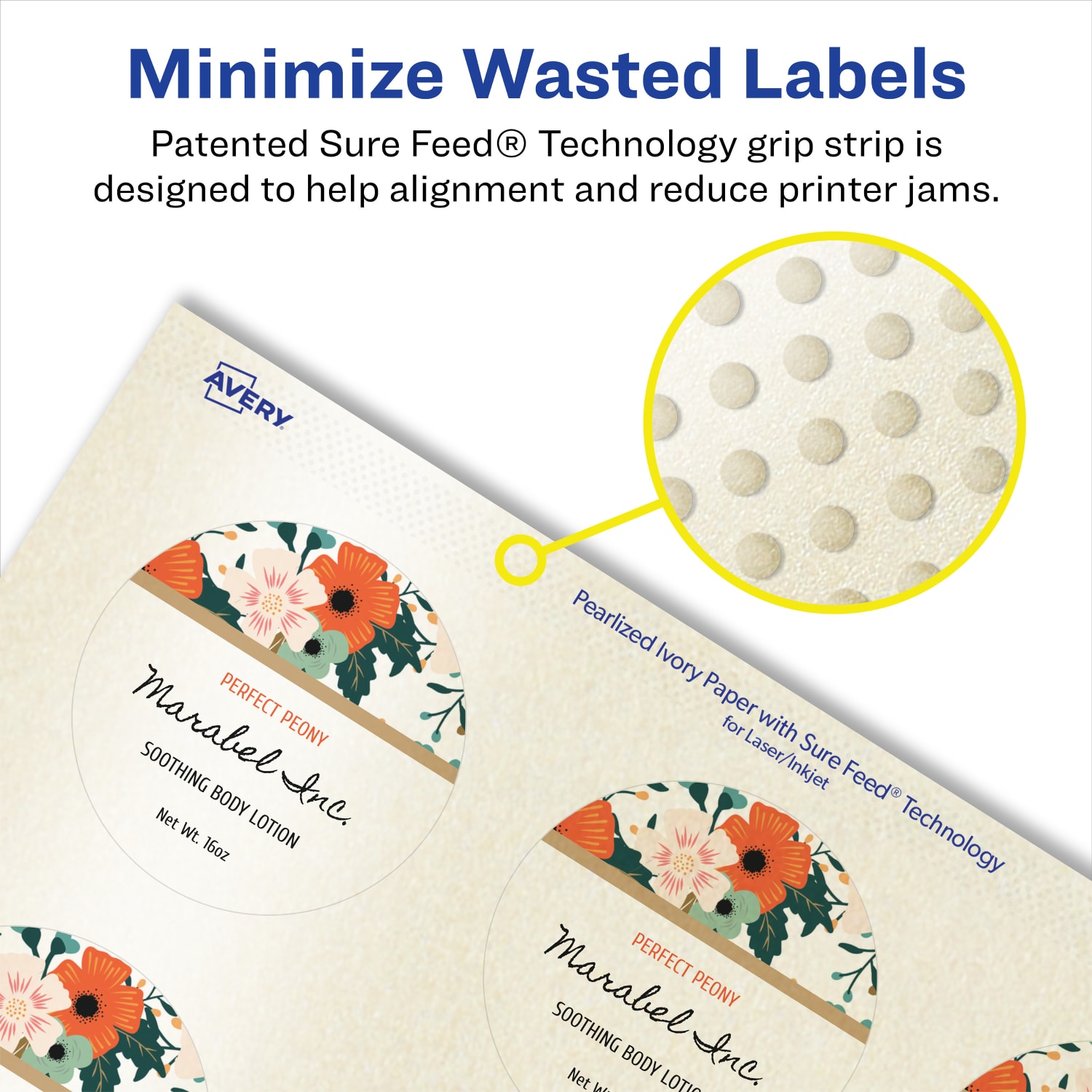Avery Pearlized Permanent Labels With Sure Feed, 94501-PIP25, Round, 2in Diameter, Ivory, Pack Of 300 Labels - Image 5