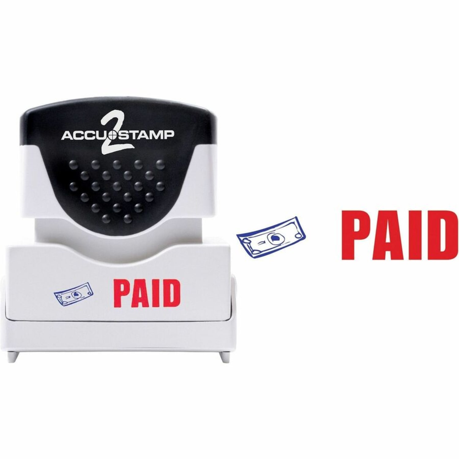 AccuStamp Pre-Ink Message Stamp, "Paid", Blue/Red - Image 4