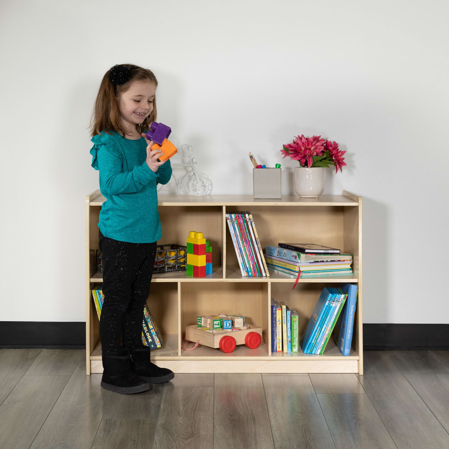 Flash Furniture Wooden School Classroom Storage Cabinet/Cubby, 24inH x 36inW x 15inD, Natural - Image 3
