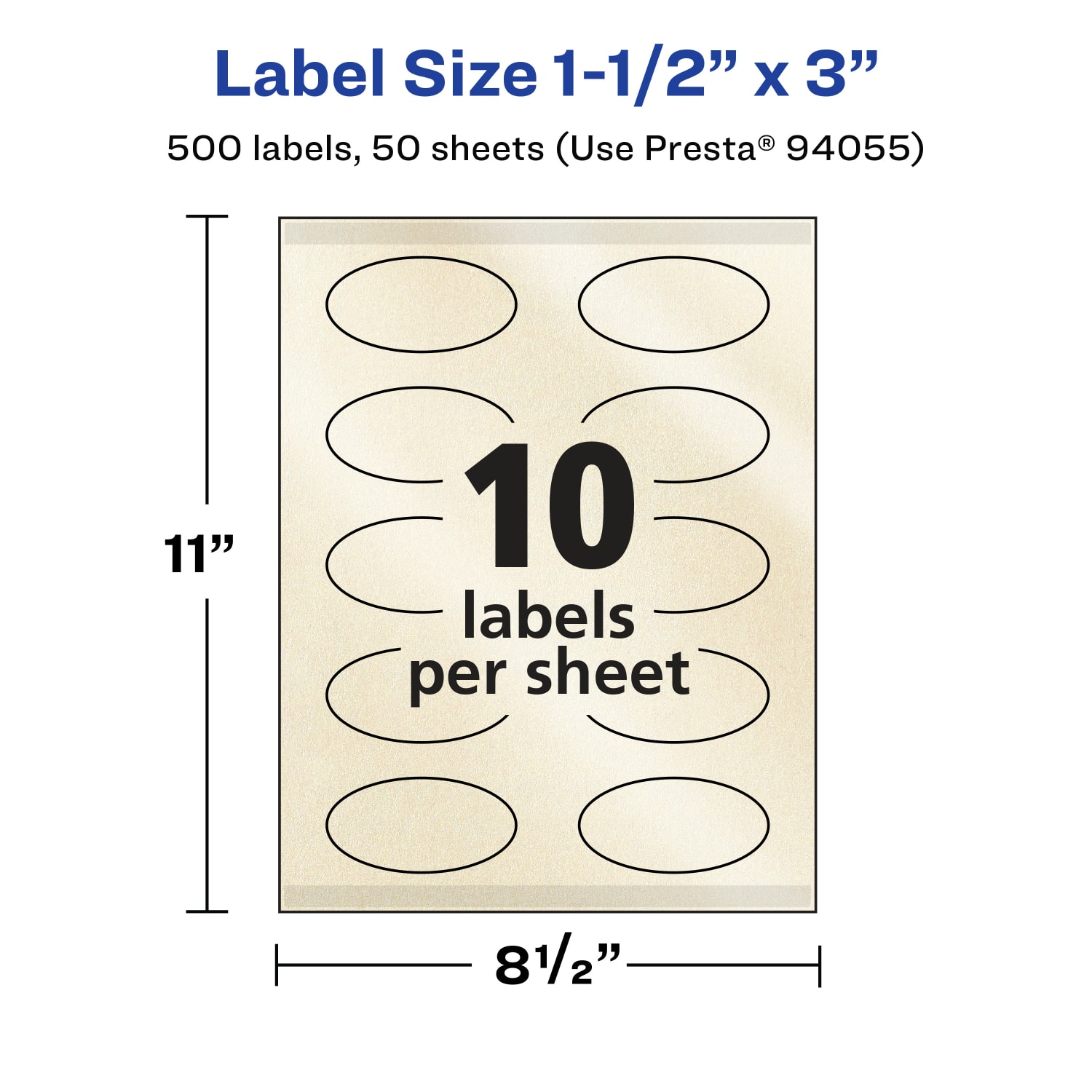 Avery Pearlized Permanent Labels With Sure Feed, 94055-PIP50, Oval, 1-1/2in x 3in, Ivory, Pack Of 500 Labels - Image 6