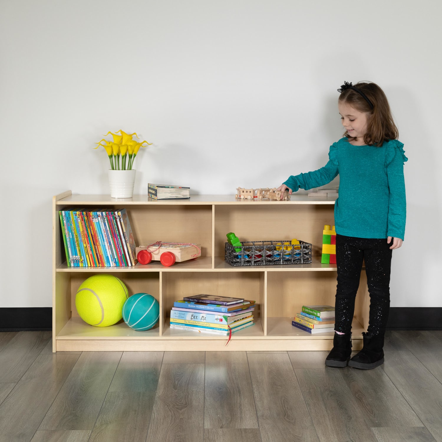 Flash Furniture Wooden School Classroom Storage Cabinet/Cubby, 24inH x 48inW x 15inD, Natural - Image 3