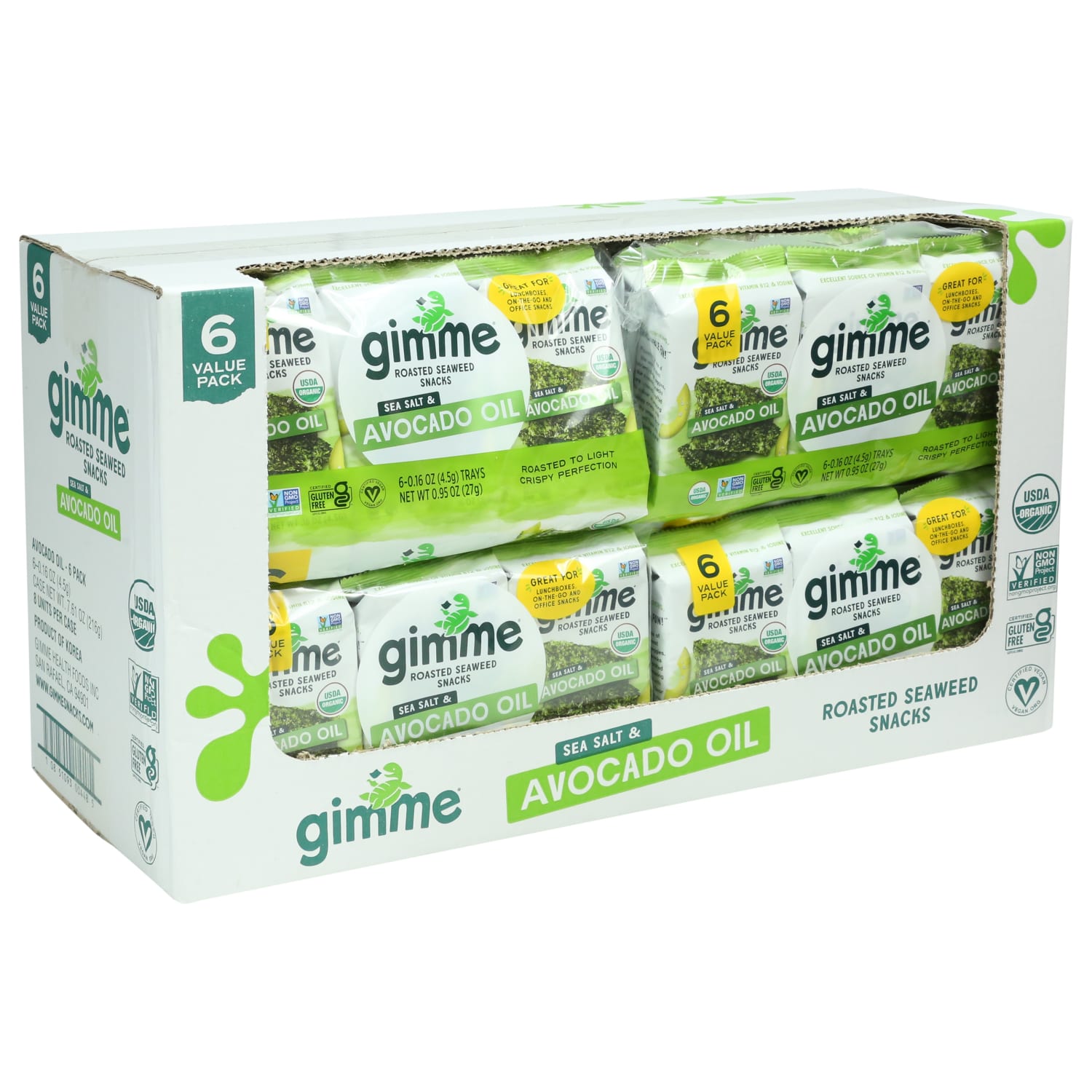 Gimme Roasted Organic Seaweed Snacks, Sea Salt Avocado Oil, 0.16 Oz, Total Qty 48 - Image 3