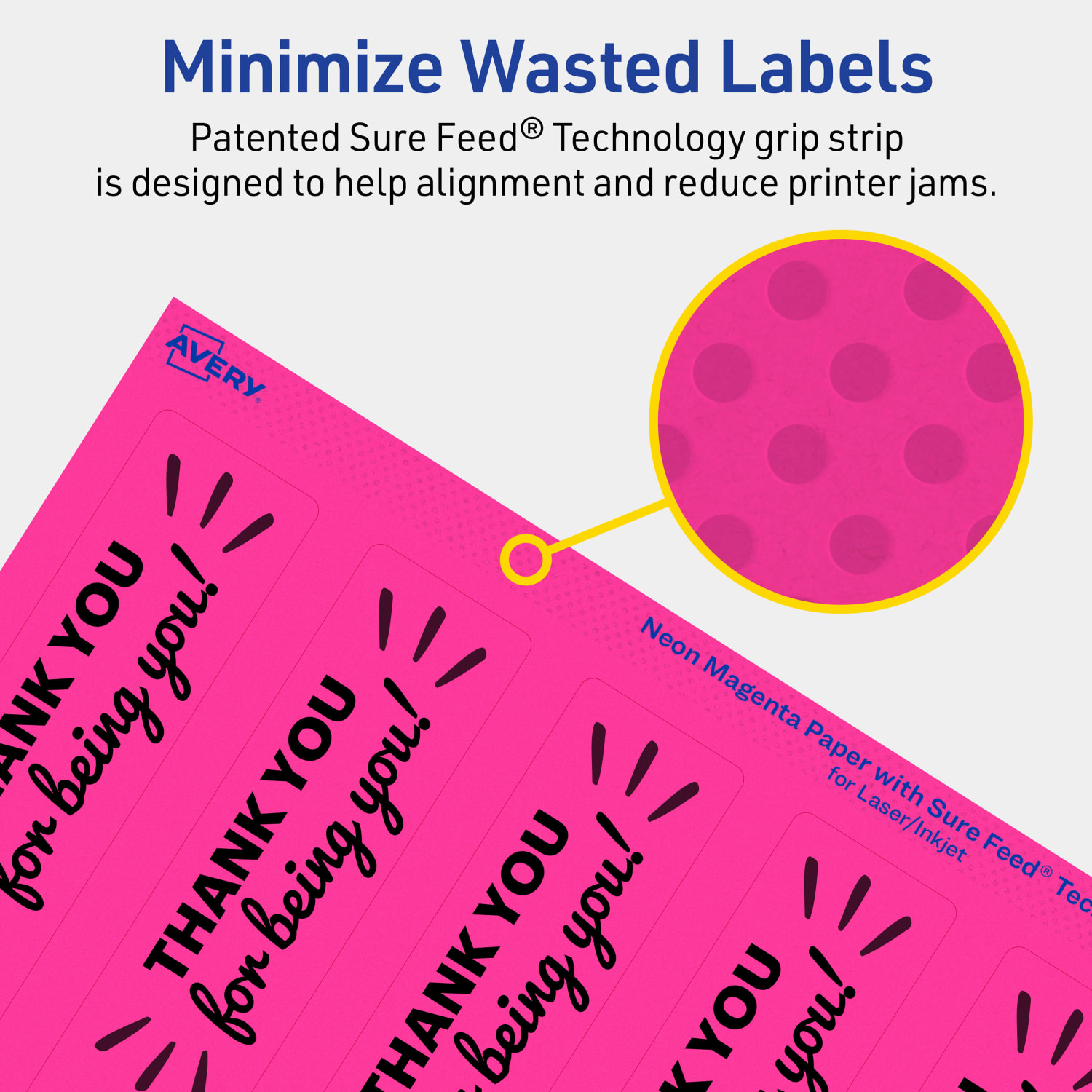 Avery Print-To-The-Edge Labels With Sure Feed Technology, 94262-NMP40, Rectangle, 9-3/4in x 1-1/4in, Matte Neon Magenta, Pack of 200 - Image 5