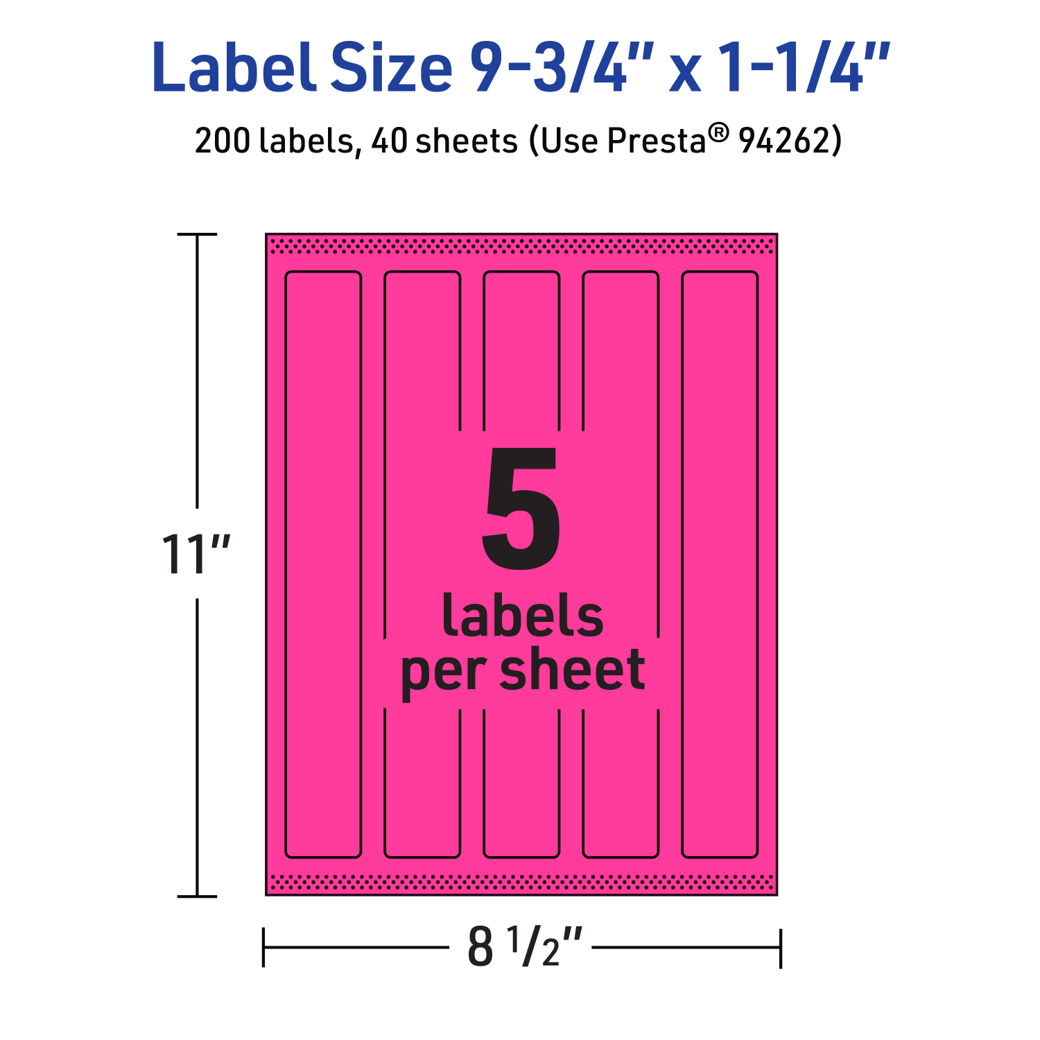Avery Print-To-The-Edge Labels With Sure Feed Technology, 94262-NMP40, Rectangle, 9-3/4in x 1-1/4in, Matte Neon Magenta, Pack of 200 - Image 6