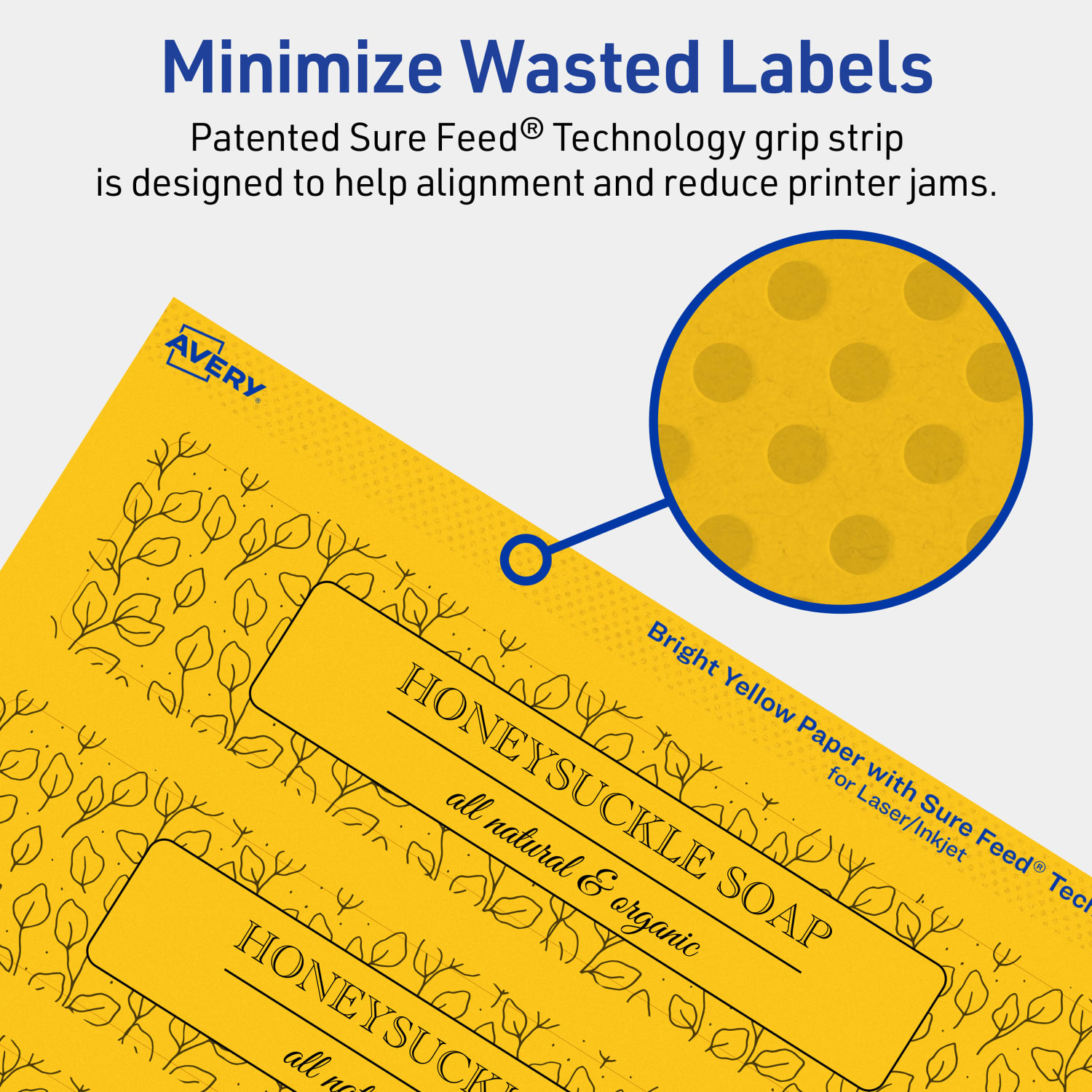 Avery Print-To-The-Edge Labels With Sure Feed Technology, 94231-BYP10, Rectangle, 1-1/2in x 7-1/2in, Matte Bright Yellow, Pack of 50 - Image 5