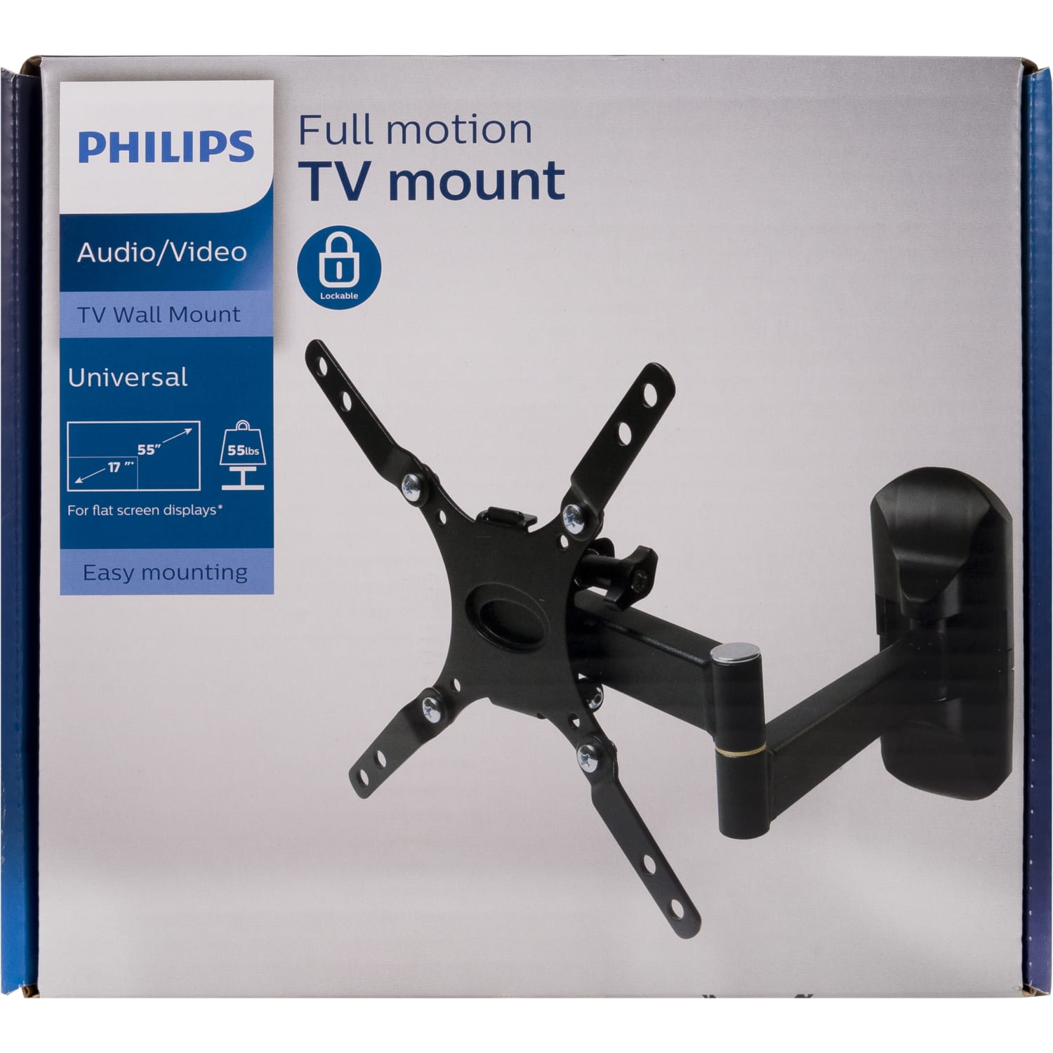 Philips Full-Motion TV Mount For TVs Up To 55in, 9-1/2inH x 10-7/16inW x 1-11/16inD, Black - Image 3