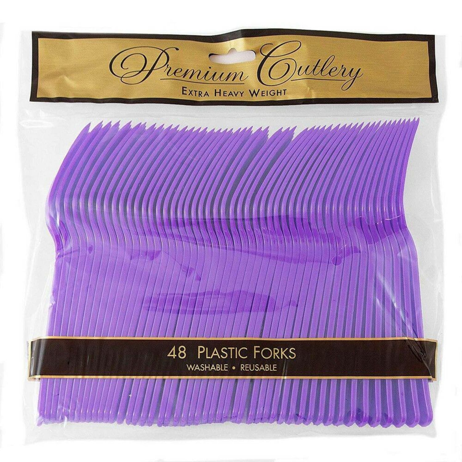JAM PAPER Premium Utensils Party Pack, Plastic Forks, Bright Purple, 48 Disposable Forks/Pack - Image 3
