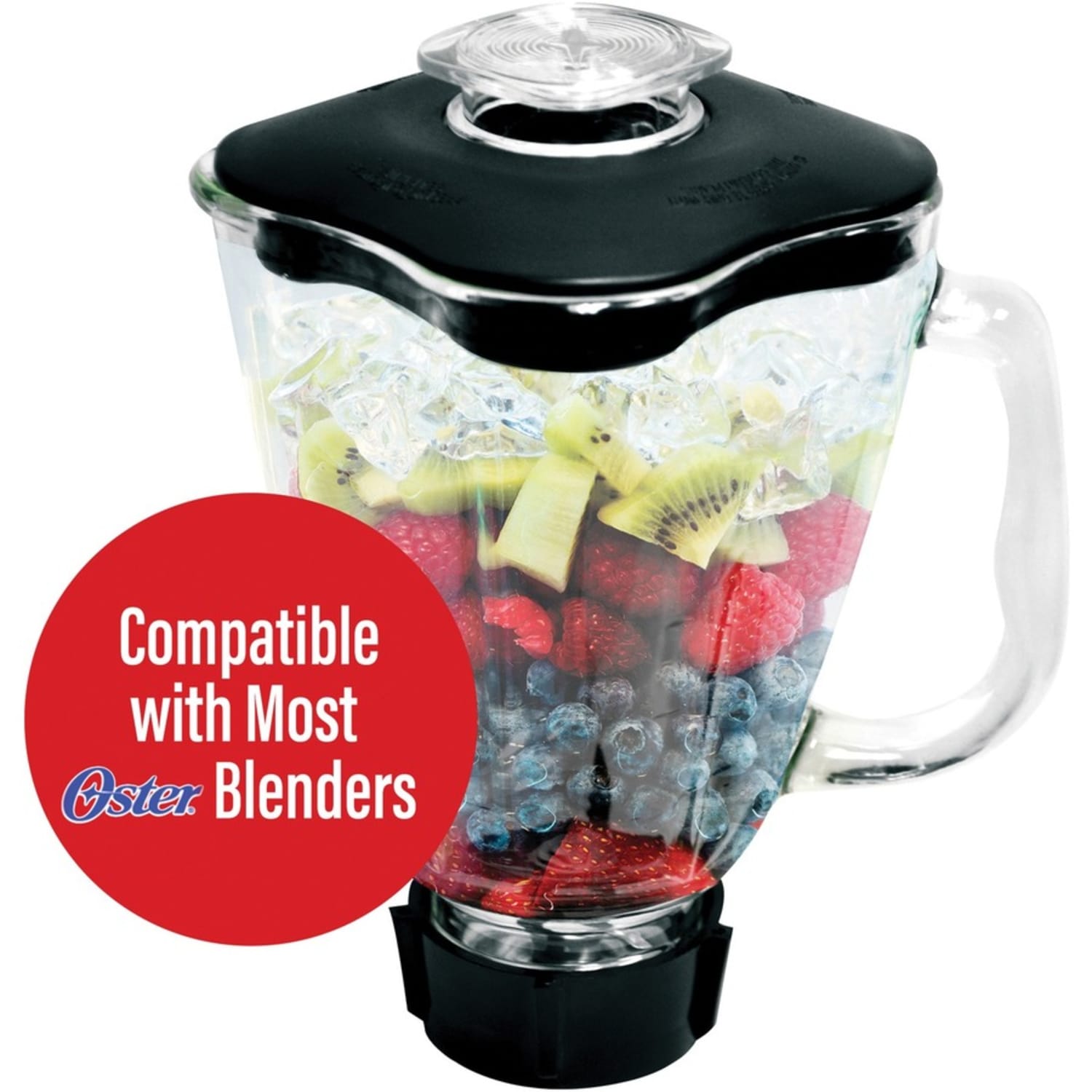 Brentwood 60 Oz Blender Glass Jar 6-Piece Replacement Set For Oster Blender, Black, P-OST723 - Image 3