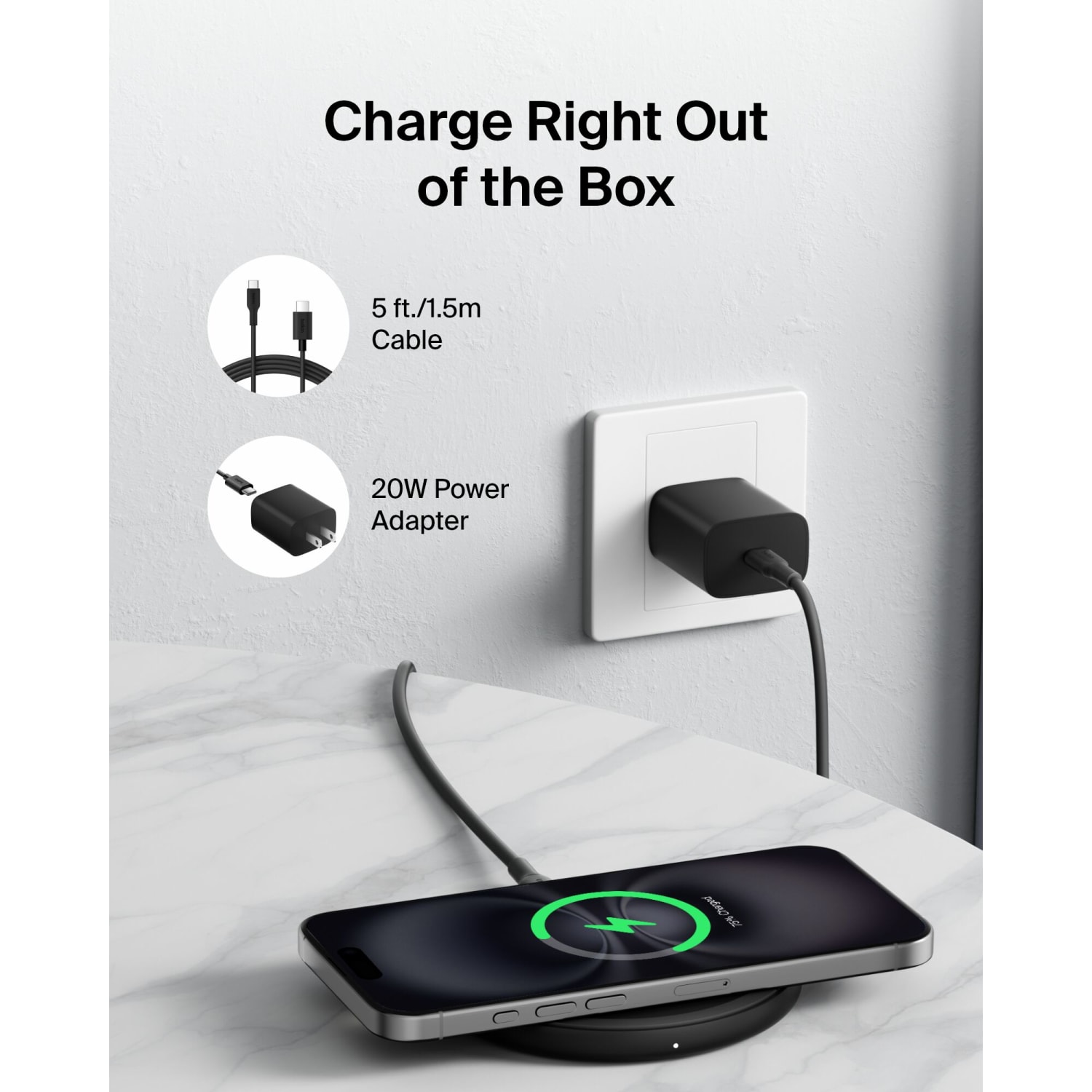 Belkin BoostCharge 15W Wireless Charging Pad, Black - Image 5