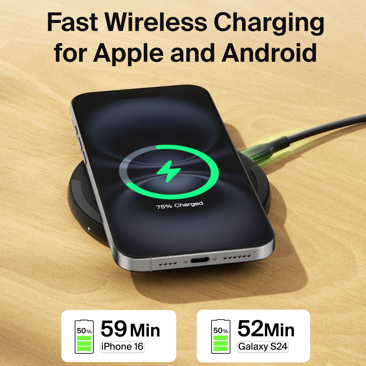 Belkin BoostCharge 15W Wireless Charging Pad, Black - Image 6