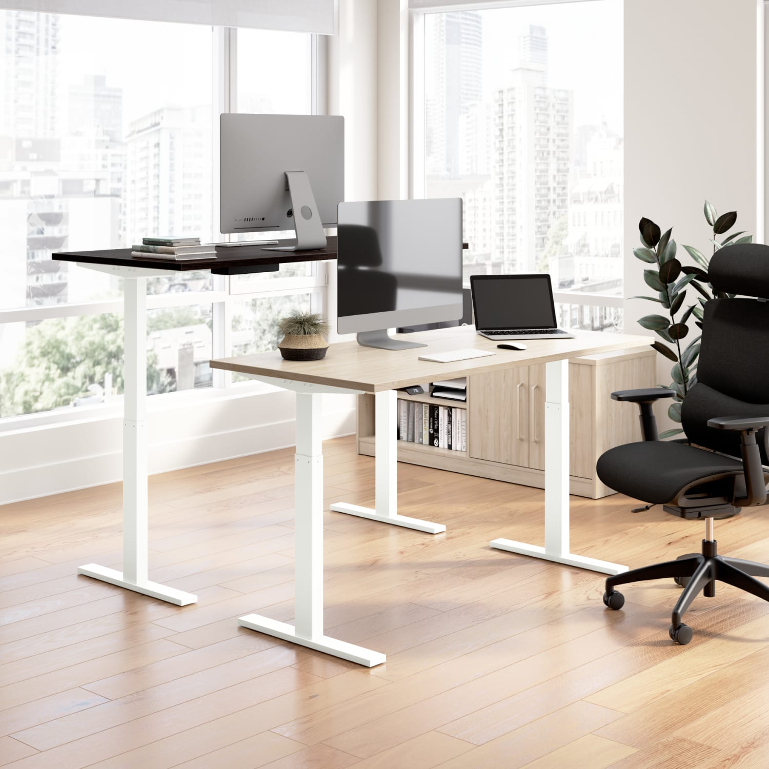 Bush Business Furniture Move 60 Series 72inW x 30inD Electric Height Adjustable Standing Desk, Black Walnut/White Powder Coat, Standard Delivery - Image 3