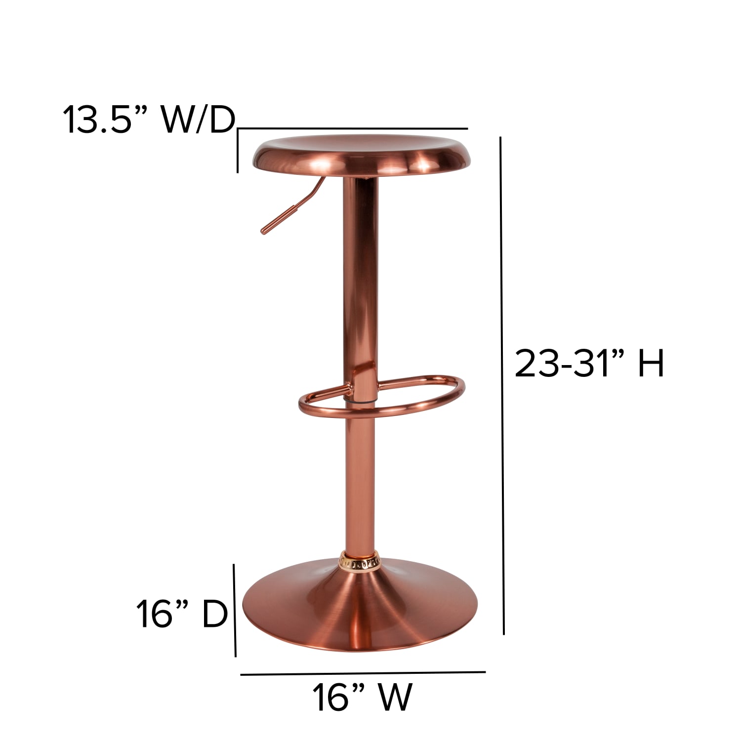 Flash Furniture Madrid Series Adjustable Height Retro Barstool, Rose Gold - Image 4