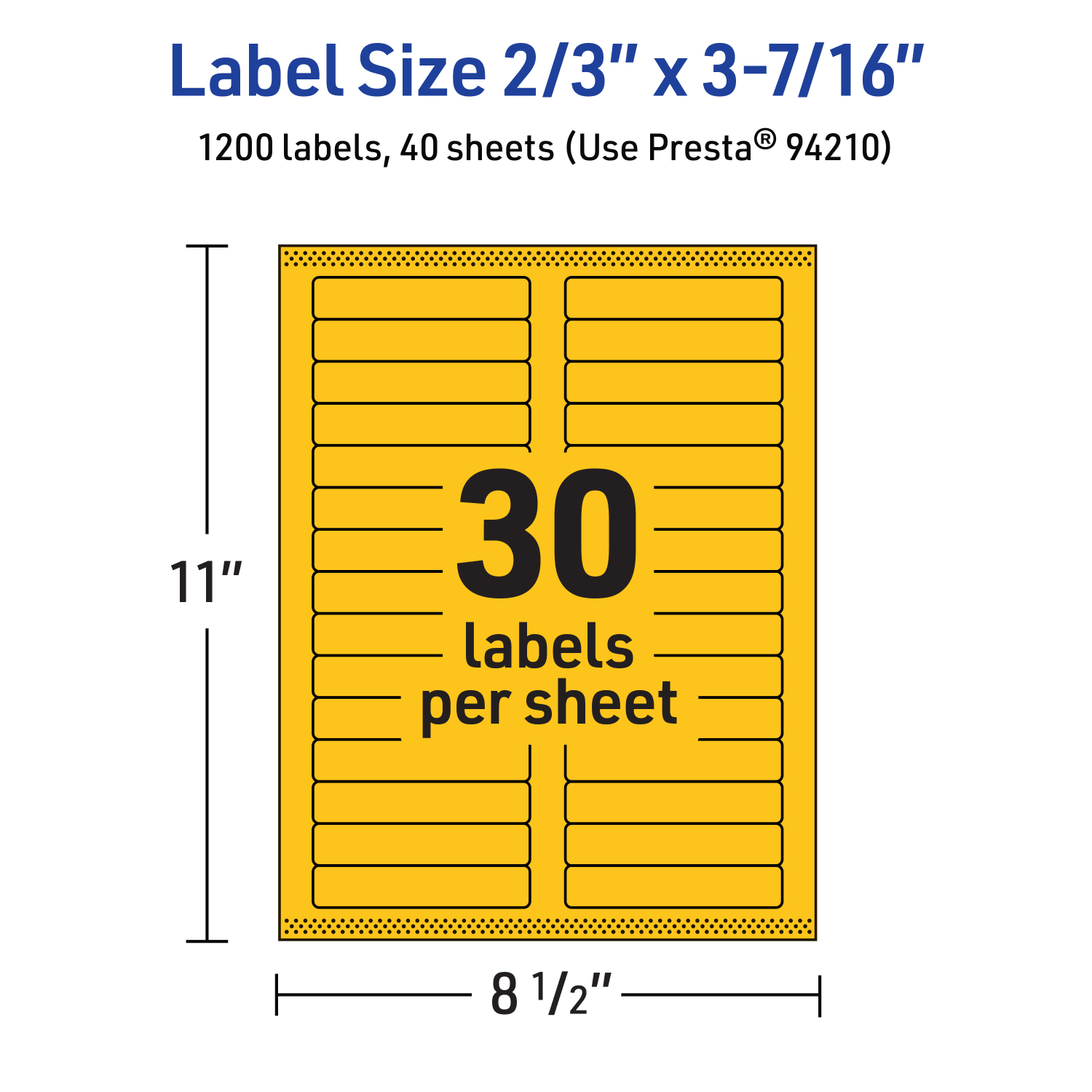 Avery Printable Labels With Sure Feed Technology, 94210-BYP40, Rectangle, 2/3in x 3-7/16in, Matte Bright Yellow, Pack of 1200 - Image 6