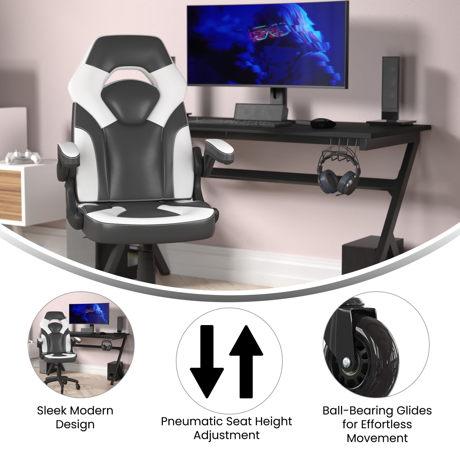 Flash Furniture X10 Racing Ergonomic Faux Leather Computer Gaming Chair White PopularChairscom Flash Furniture X10 Racing Ergonomic Faux Leather Computer Gaming Chair White PopularChairscom