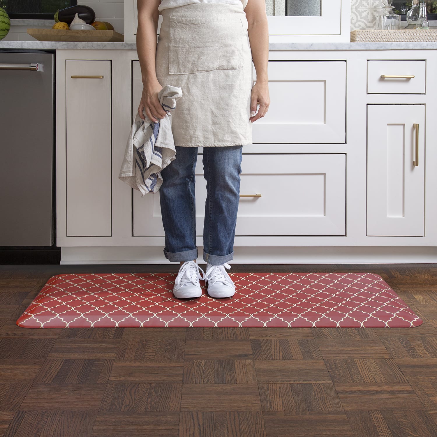 GelPro Designer Comfort Polyurethane Anti-Fatigue Mat For Hard Floors, 20in x 48in, Trellis Red - Image 3