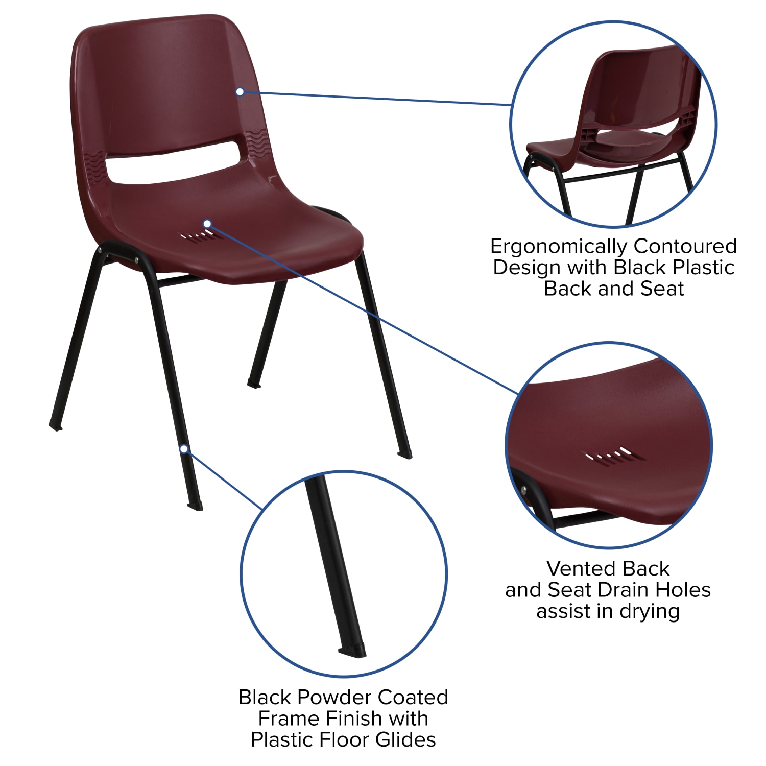 Flash Furniture HERCULES Series Ergonomic Shell Stack Chair BurgundyBlack PopularChairscom