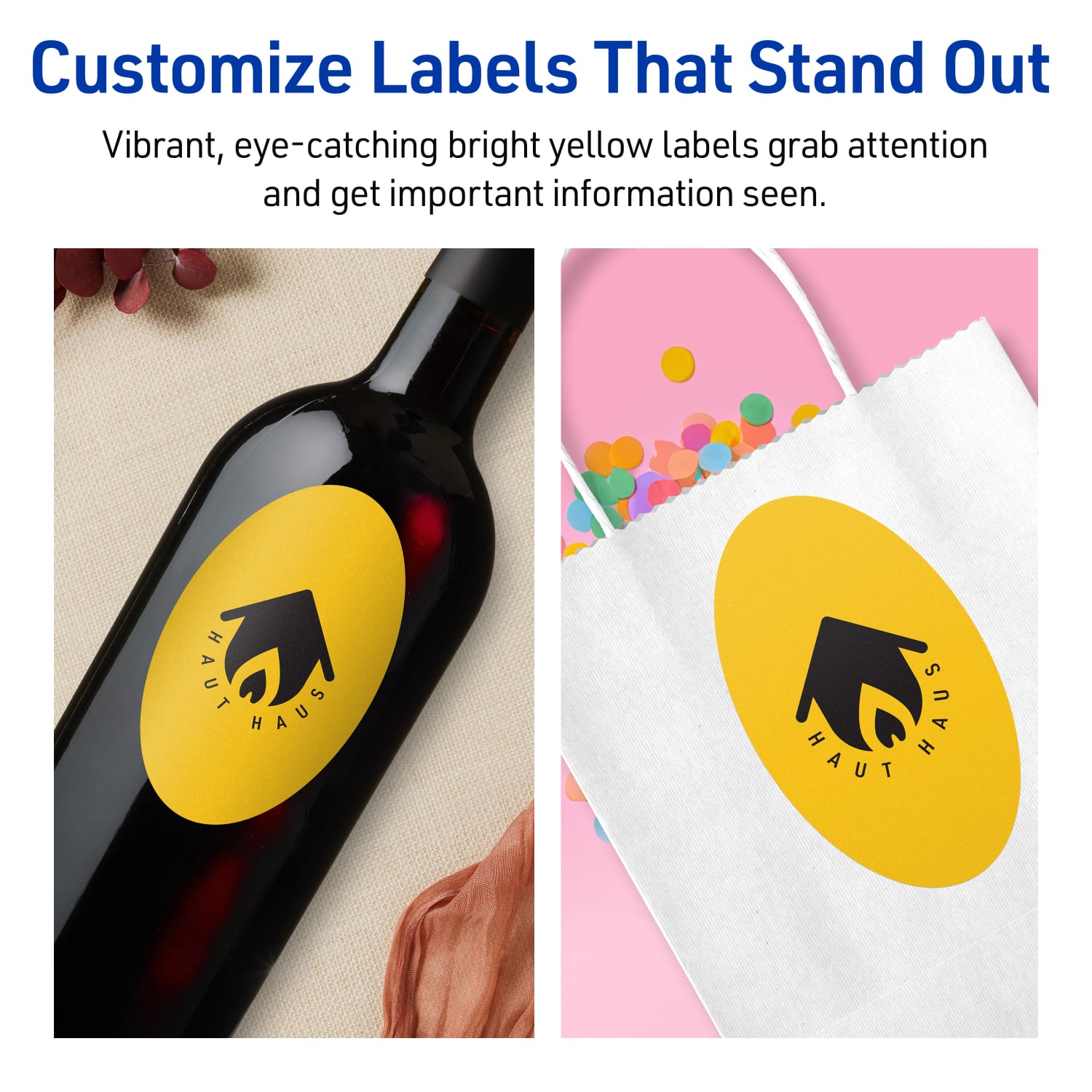 Avery Printable Labels With Sure Feed Technology, 94058-BYP40, Oval, 4-1/4in x 2-1/2in, Matte Bright Yellow, Pack of 240 - Image 4