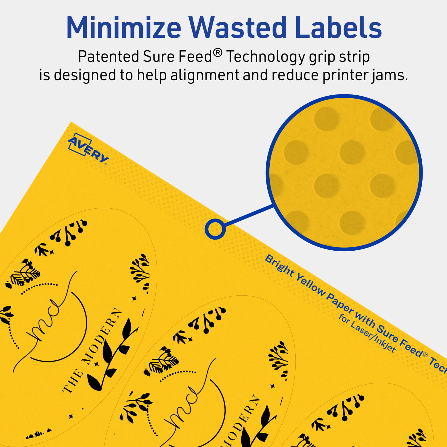 Avery Printable Labels With Sure Feed Technology, 94058-BYP40, Oval, 4-1/4in x 2-1/2in, Matte Bright Yellow, Pack of 240 - Image 5