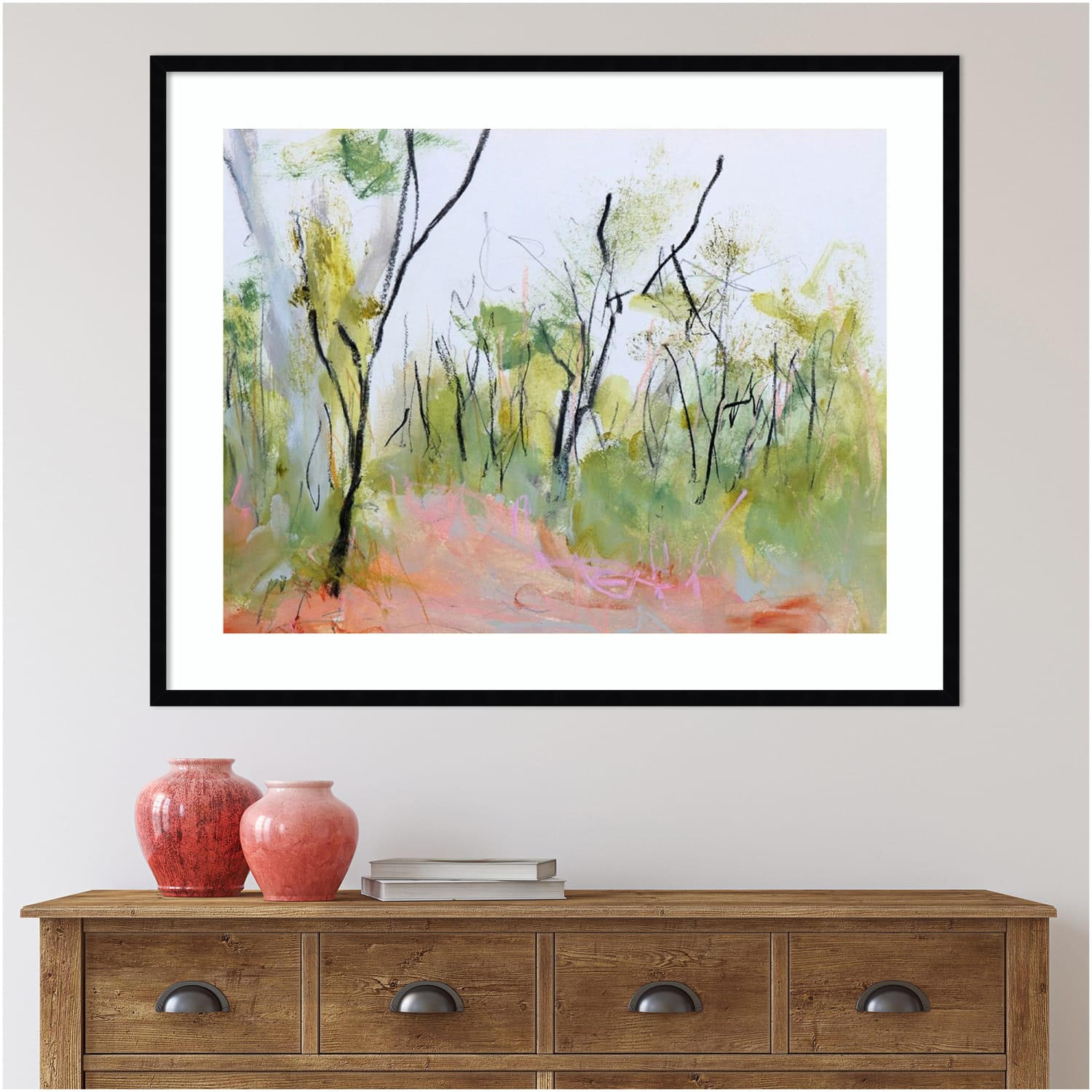 Amanti Art Loop Trail Through Swamp Oak Woodland by Ann Gordon Wood Framed Wall Art Print, 41inW x 33inH, Black - Image 6