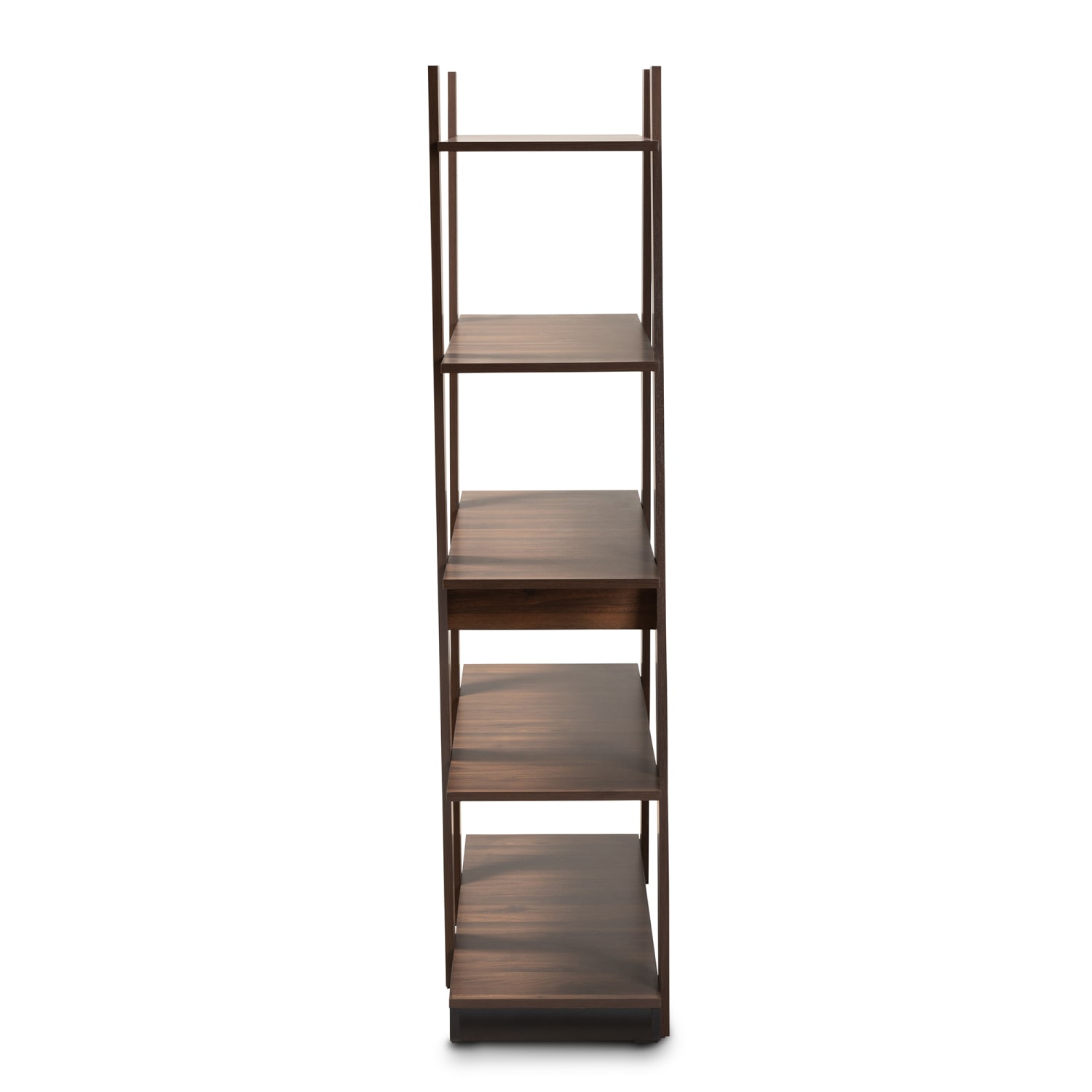 Baxton Studio Michio 5-Tier 61inH Geometric Living Room Display Shelf, Walnut - Image 4