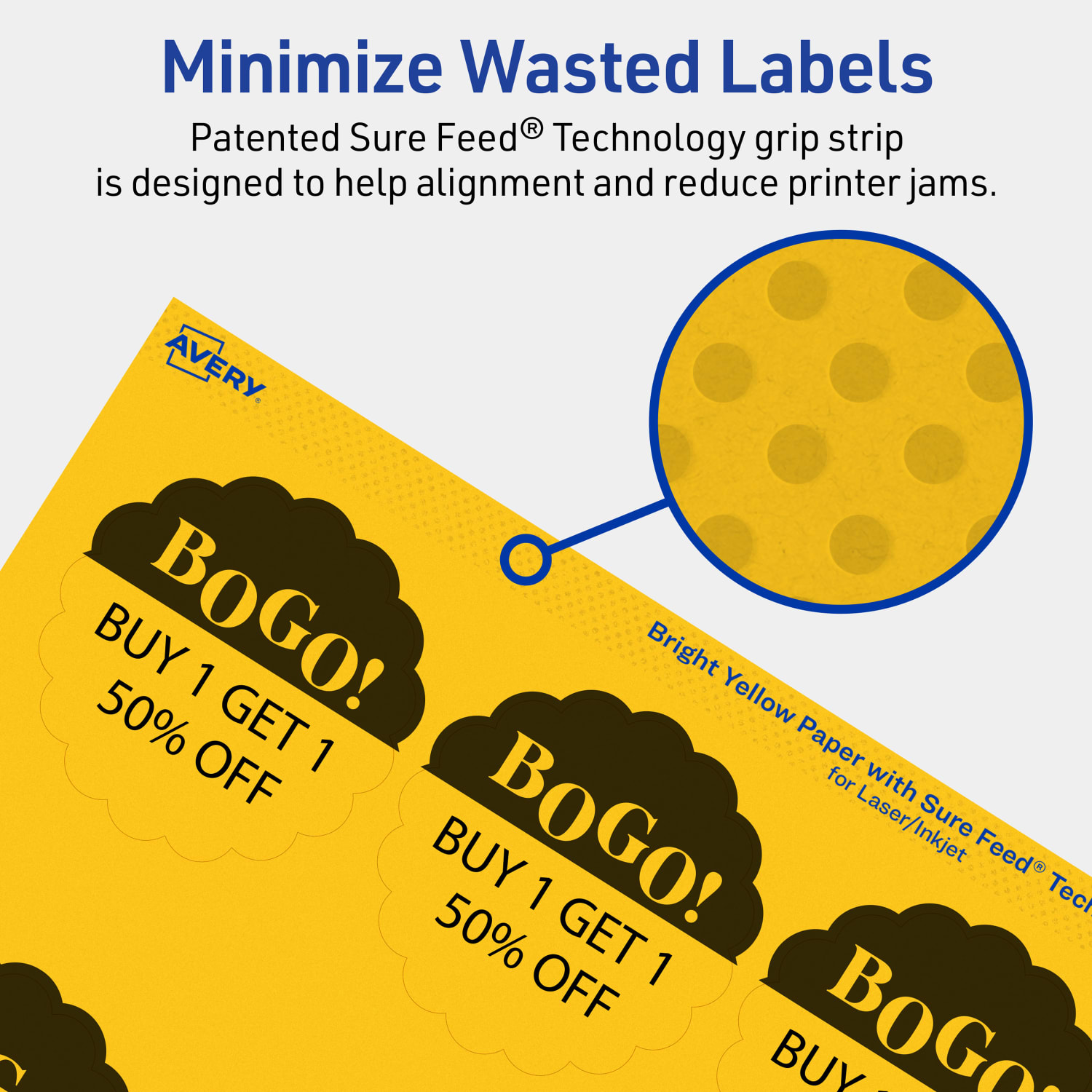 Avery Print-To-The-Edge Labels With Sure Feed Technology, 94516-BYP20, Round Scalloped, 2-1/2in, Matte Bright Yellow, Pack of 180 - Image 5