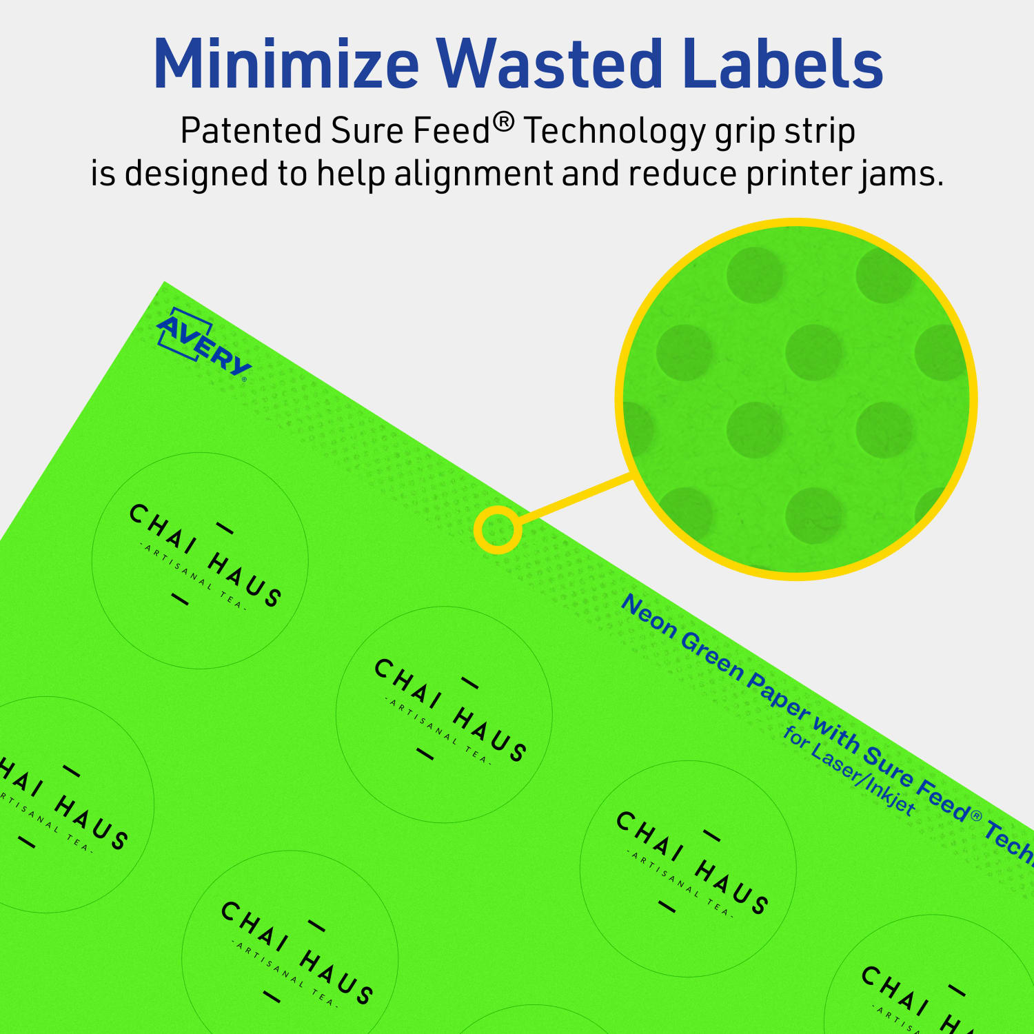 Avery Print-To-The-Edge Labels With Sure Feed Technology, 94506-NGP80, Round, 1-1/2in, Matte Neon Green, Pack of 1600 - Image 5