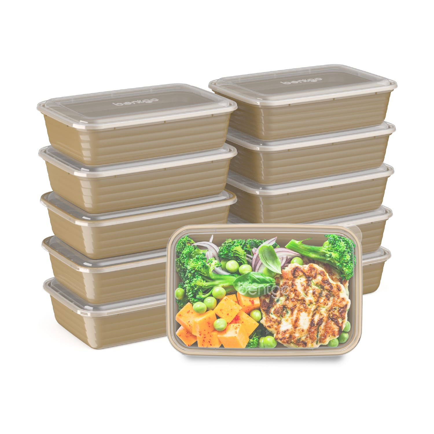 Bentgo Prep 1-Compartment Containers, 6-1/2inH x 6inW x 8-3/4inD, Gold, Pack Of 10 Containers