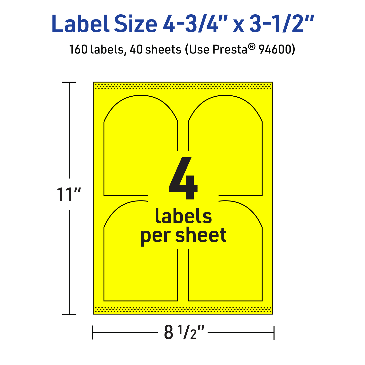 Avery Print-To-The-Edge Labels With Sure Feed Technology, 94600-NYP40, Arched, 4-3/4in x 3-1/2in, Matte Neon Yellow, Pack of 160 - Image 6