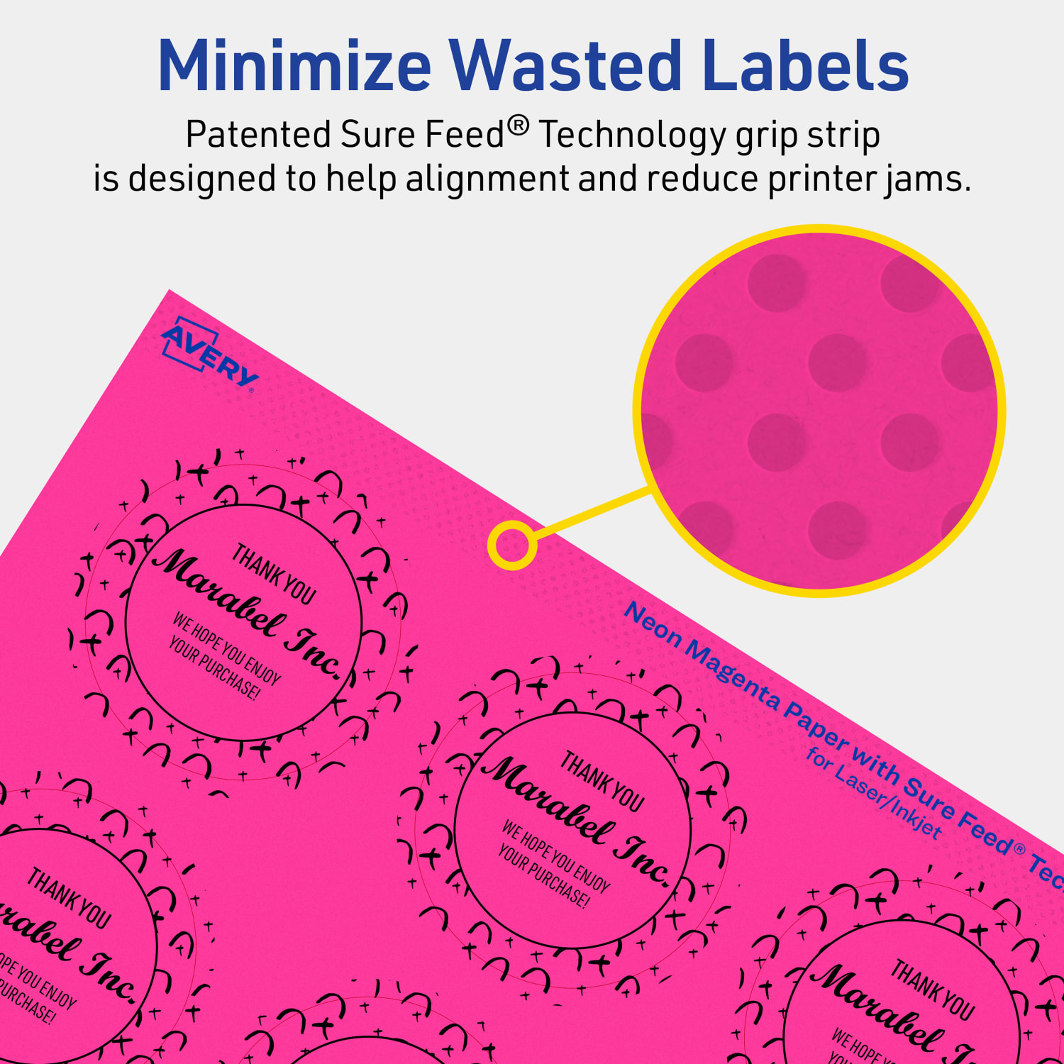 Avery Print-To-The-Edge Labels With Sure Feed Technology, 94501-NMP80, Round, 2in, Matte Neon Magenta, Pack of 960 - Image 5