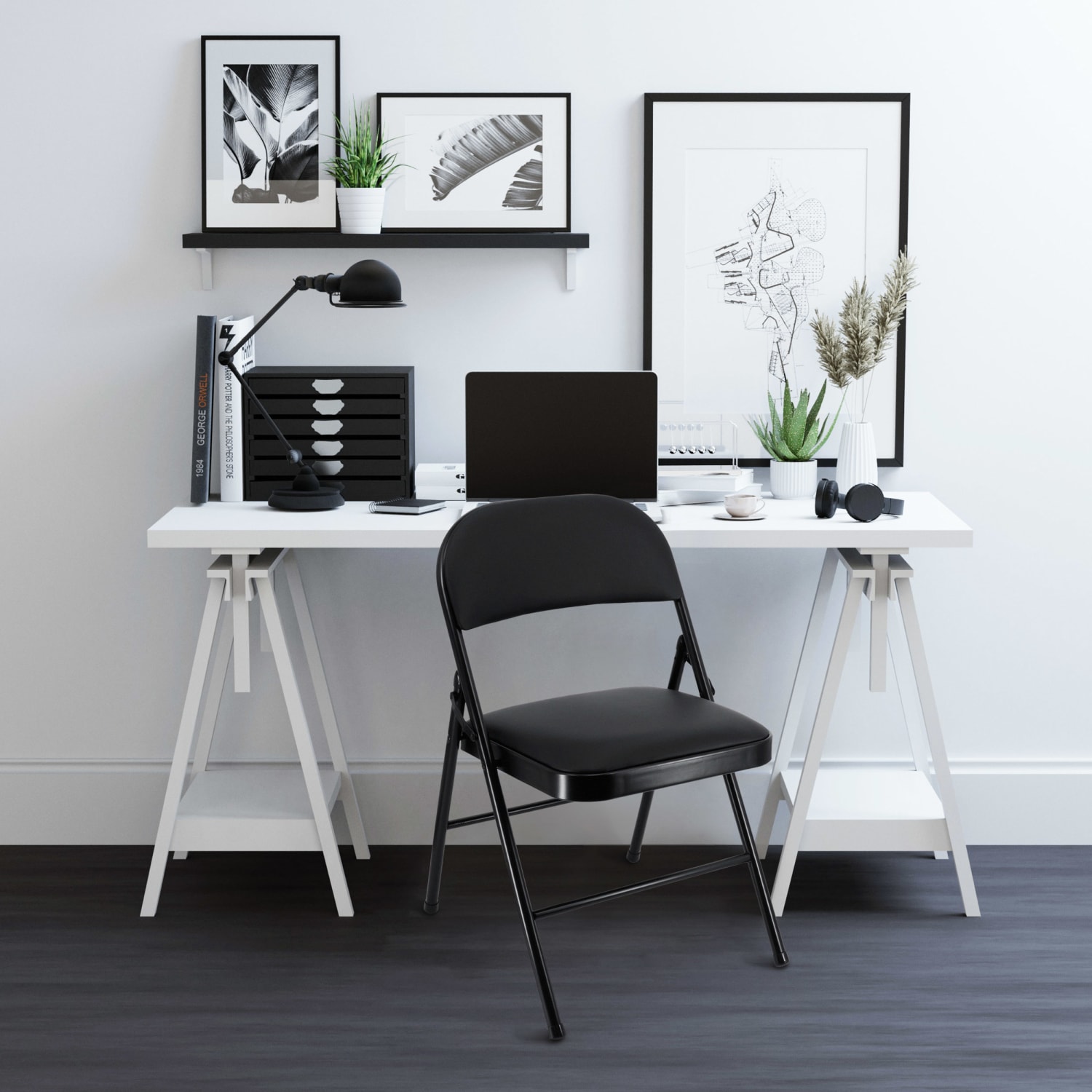 Elama Metal Folding Chairs With Padded Seats Black Set Of 4 Chairs PopularChairscom Elama Metal Folding Chairs With Padded Seats Black Set Of 4 Chairs PopularChairscom