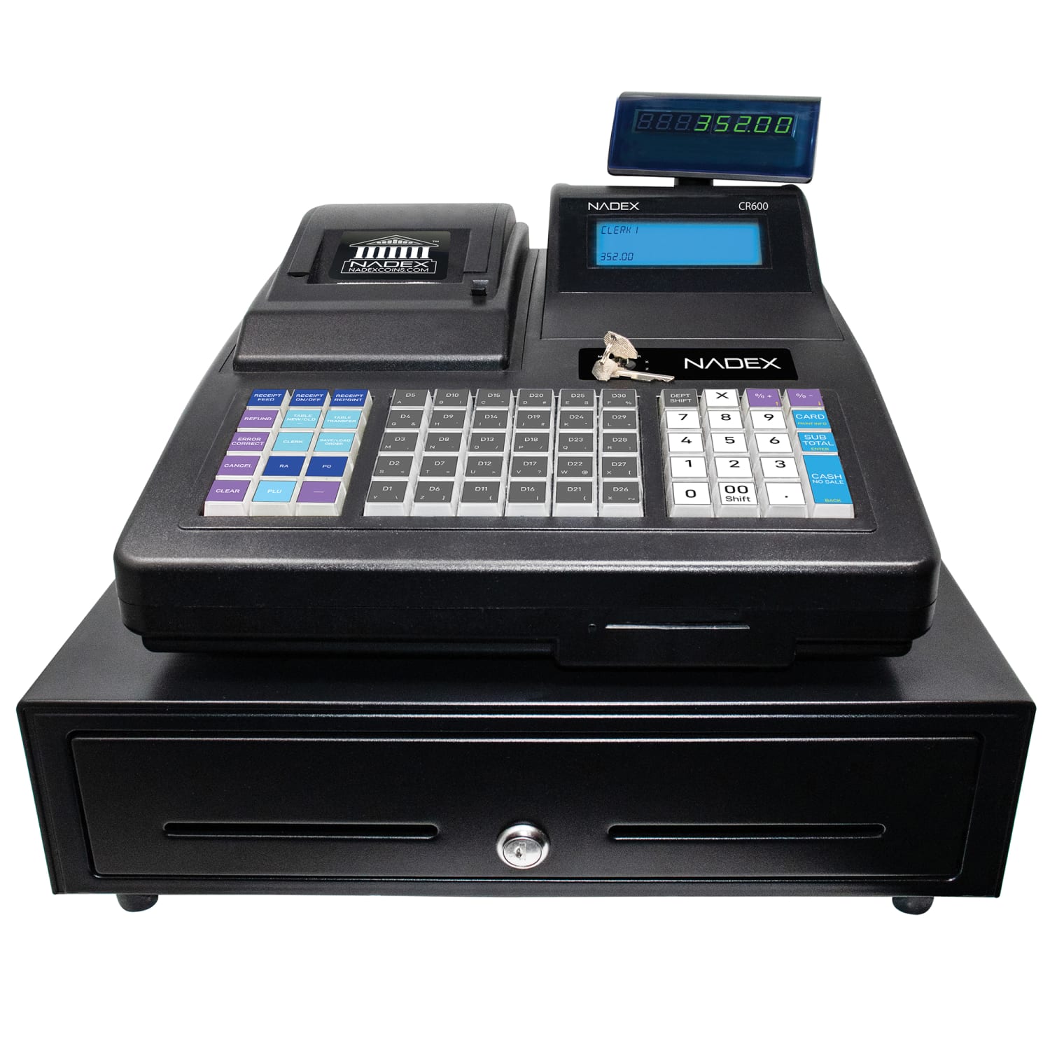 Nadex Coins CR600 Thermal-Print Electronic Cash Register, 18-3/4inH x 12-7/16inW x 18-1/8inD, Black - Image 3