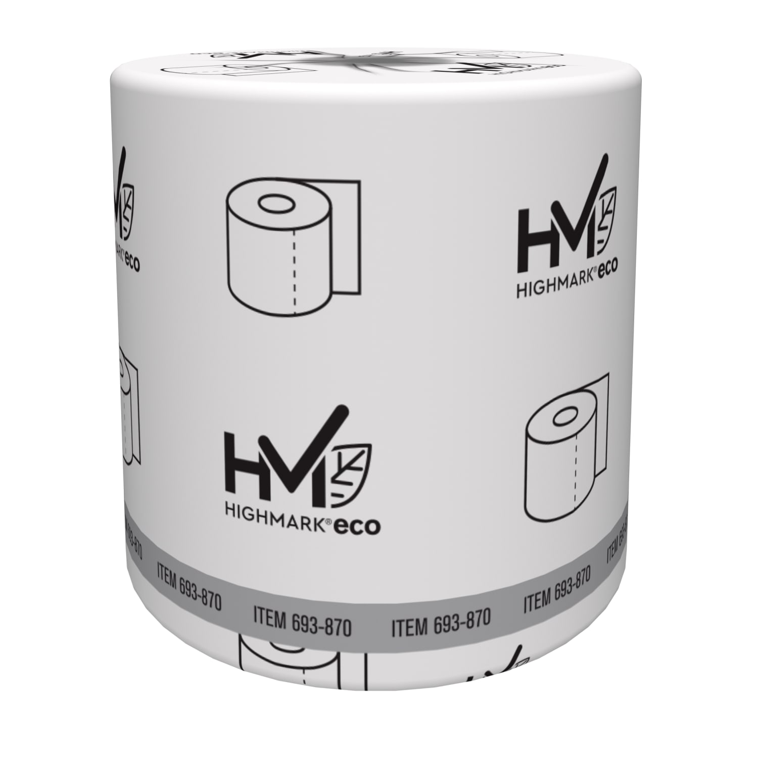 Highmark ECO 2-Ply Toilet Paper, 100% Recycled, White, 550 Sheets Per Roll, Case Of 80 Rolls - Image 3