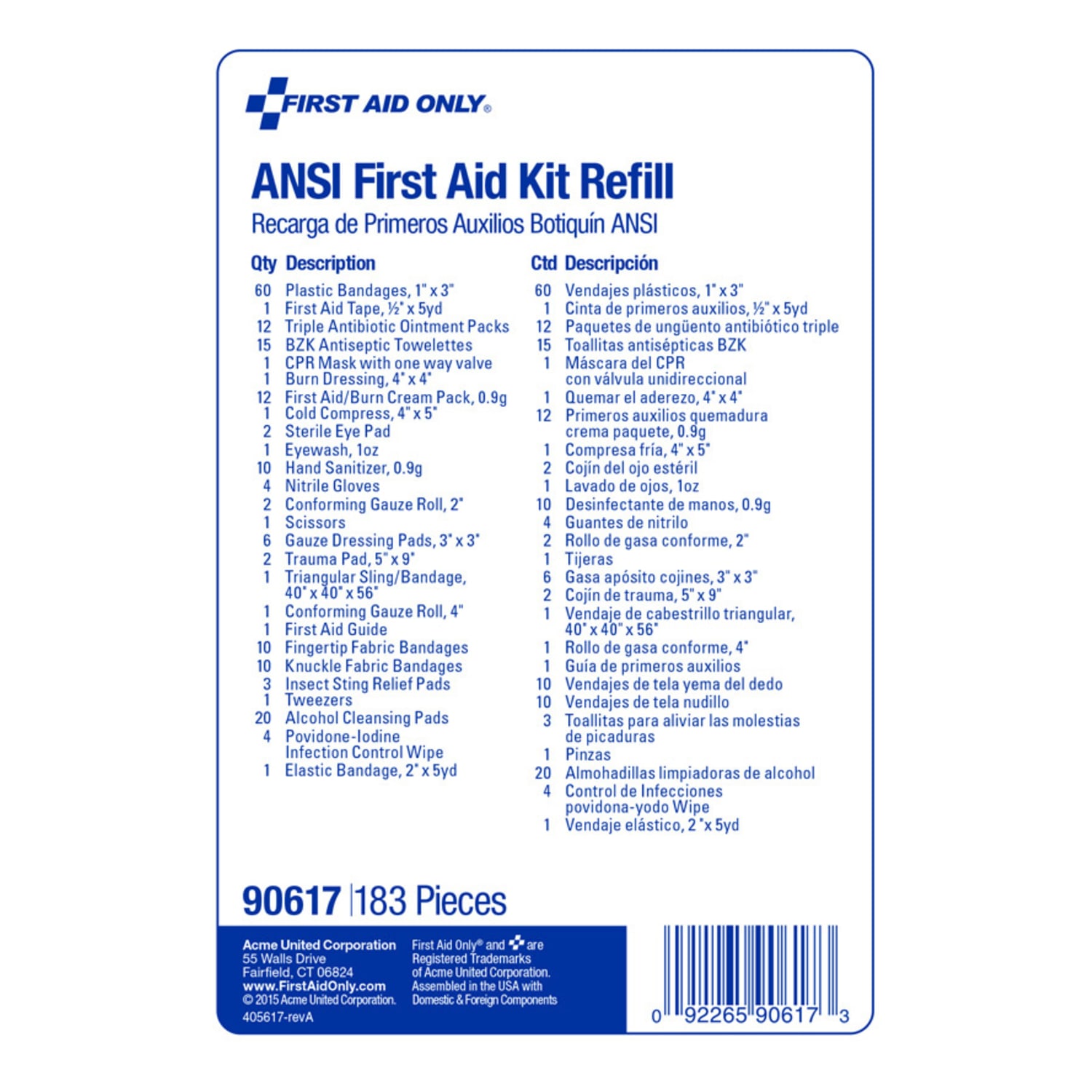 First Aid Only 90639/90564/90565 50-Person First Aid Kit Refill, 183 Pieces - Image 3