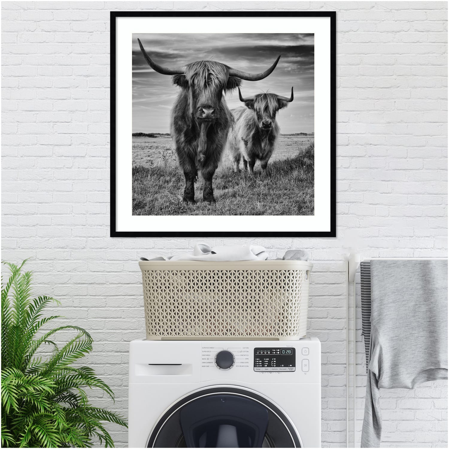 Amanti Art Highland Cow Couple by Stephane Pecqueux Wood Framed Wall Art Print, 33inH x 33inW, Black - Image 3