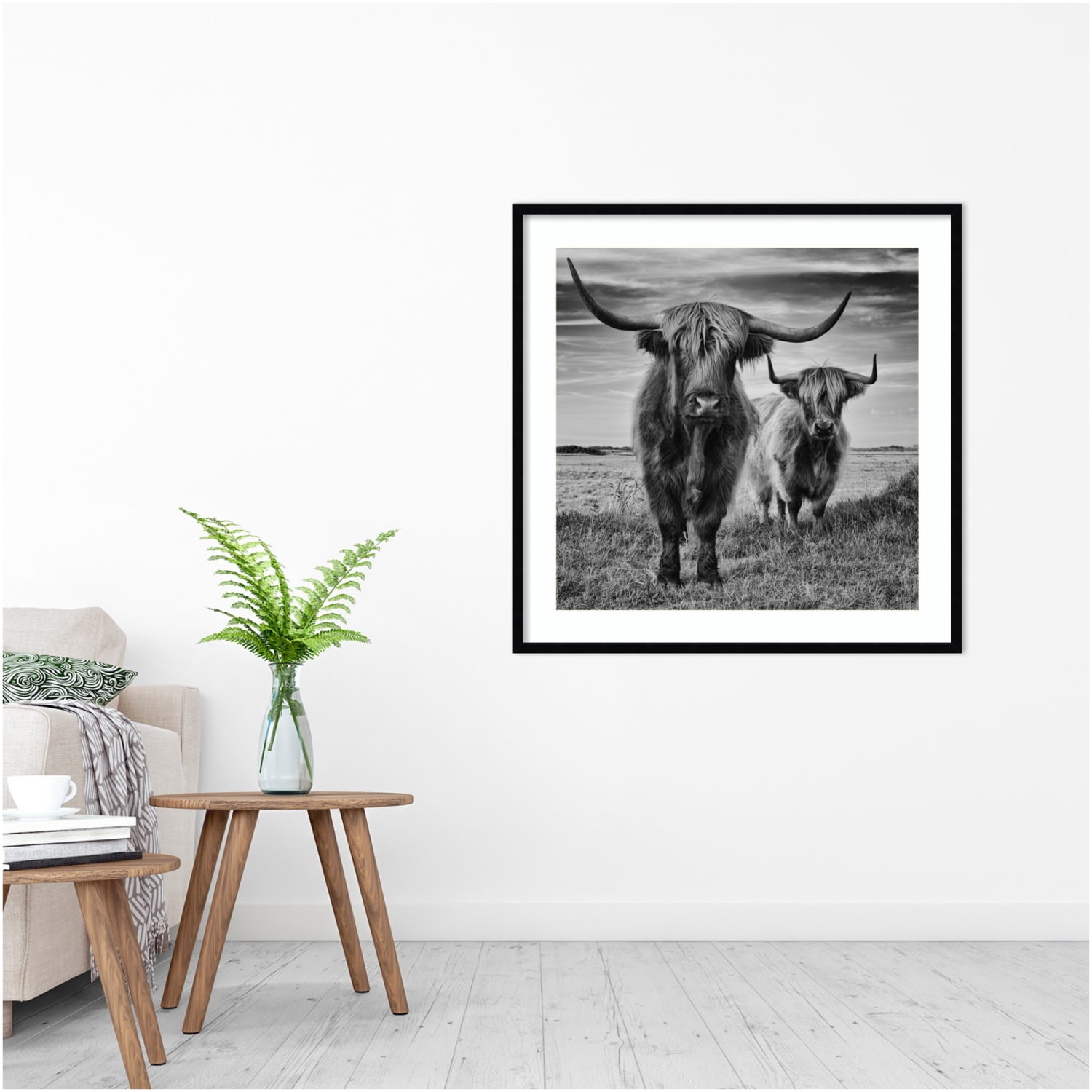 Amanti Art Highland Cow Couple by Stephane Pecqueux Wood Framed Wall Art Print, 33inH x 33inW, Black - Image 4