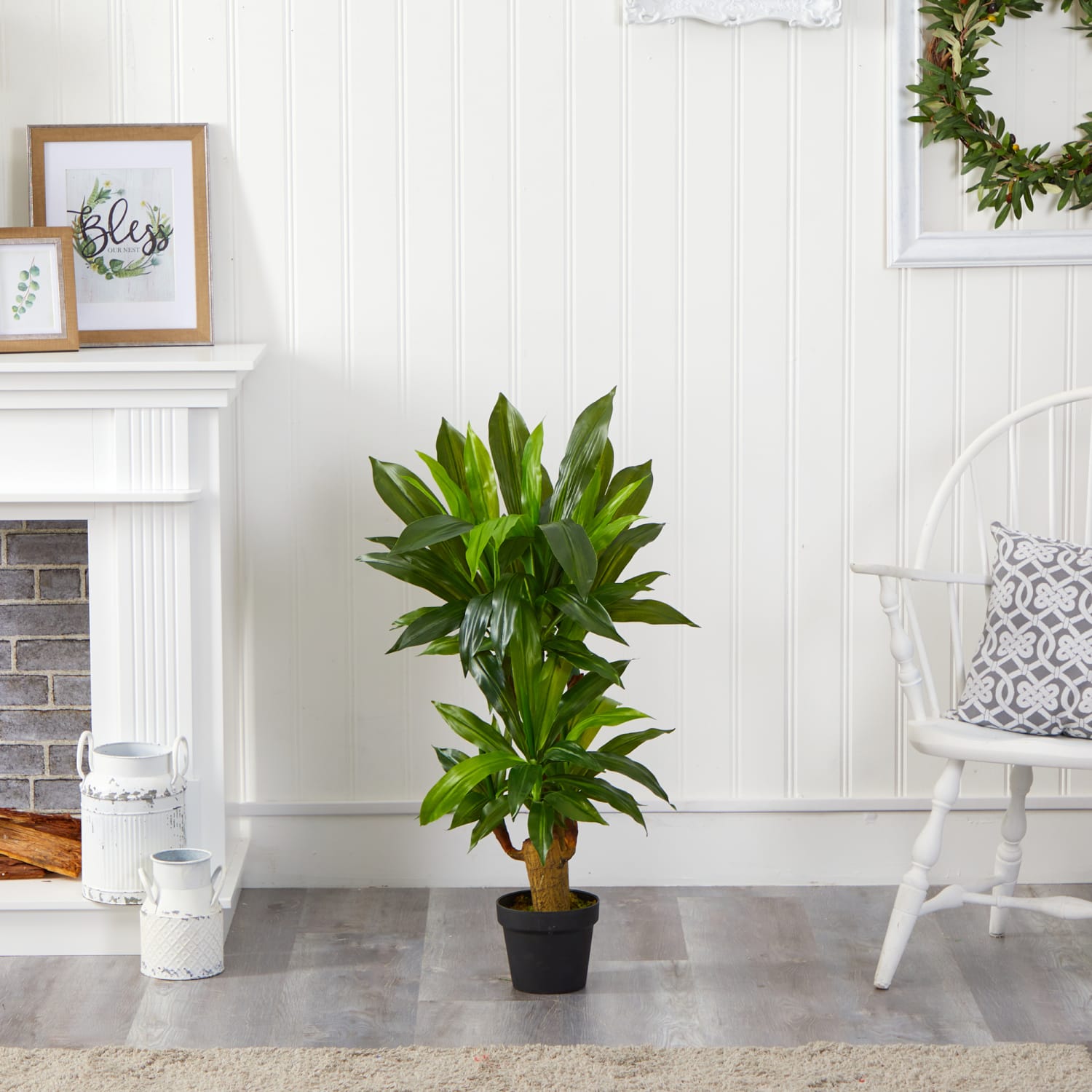 Nearly Natural Corn Stalk Dracaena 3'H Artificial Plant With Planter, 36inH x 12inW x 12inD, Green/Black - Image 4