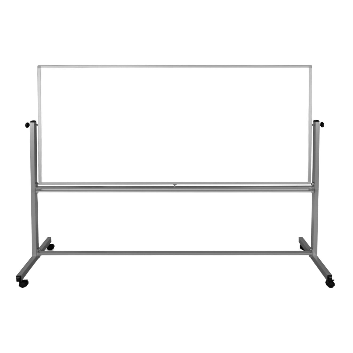 Luxor Double-Sided Magnetic Mobile Dry-Erase Whiteboard, 40in x 96in, Aluminum Frame