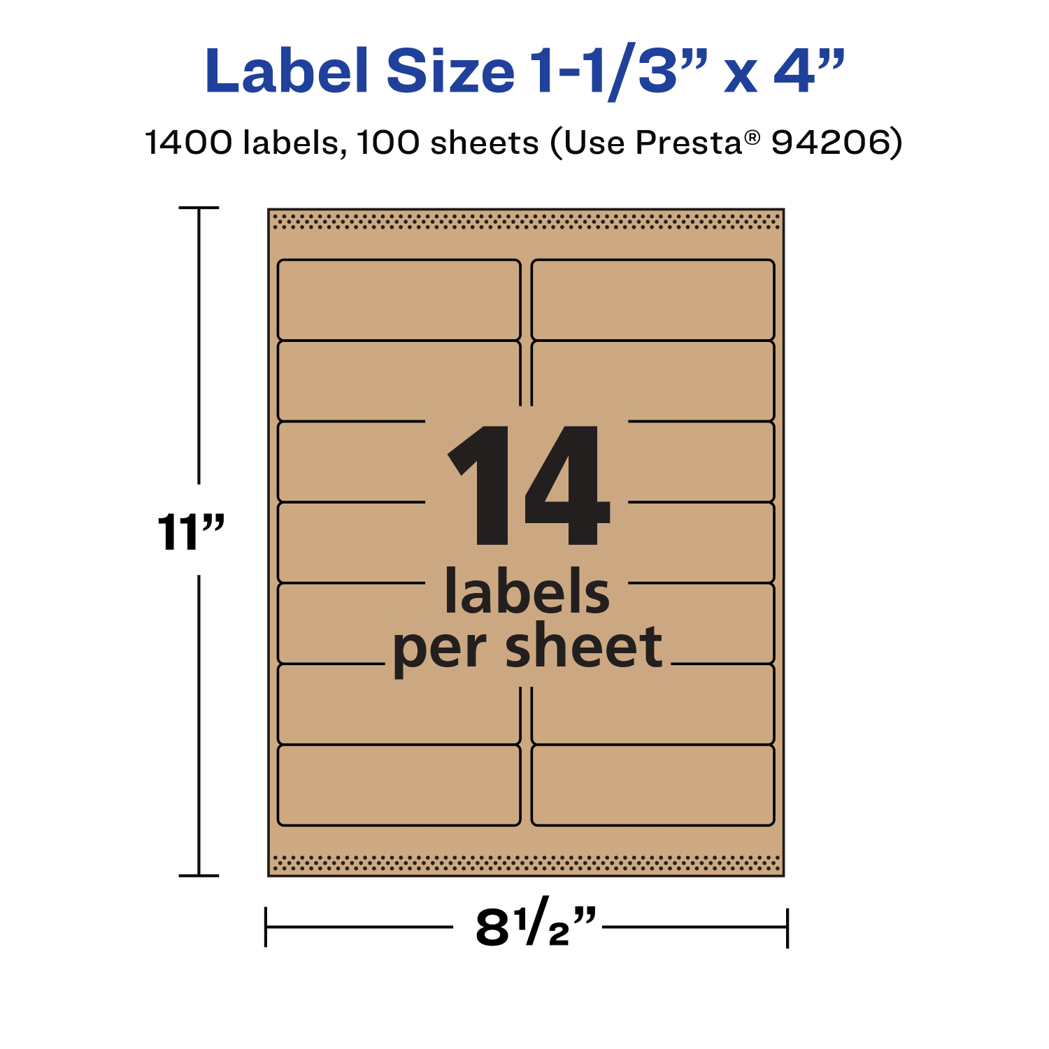 Avery Kraft Permanent Labels With Sure Feed, 94206-KMP100, Rectangle, 1-1/3in x 4in, Brown, Pack Of 1,400 - Image 6