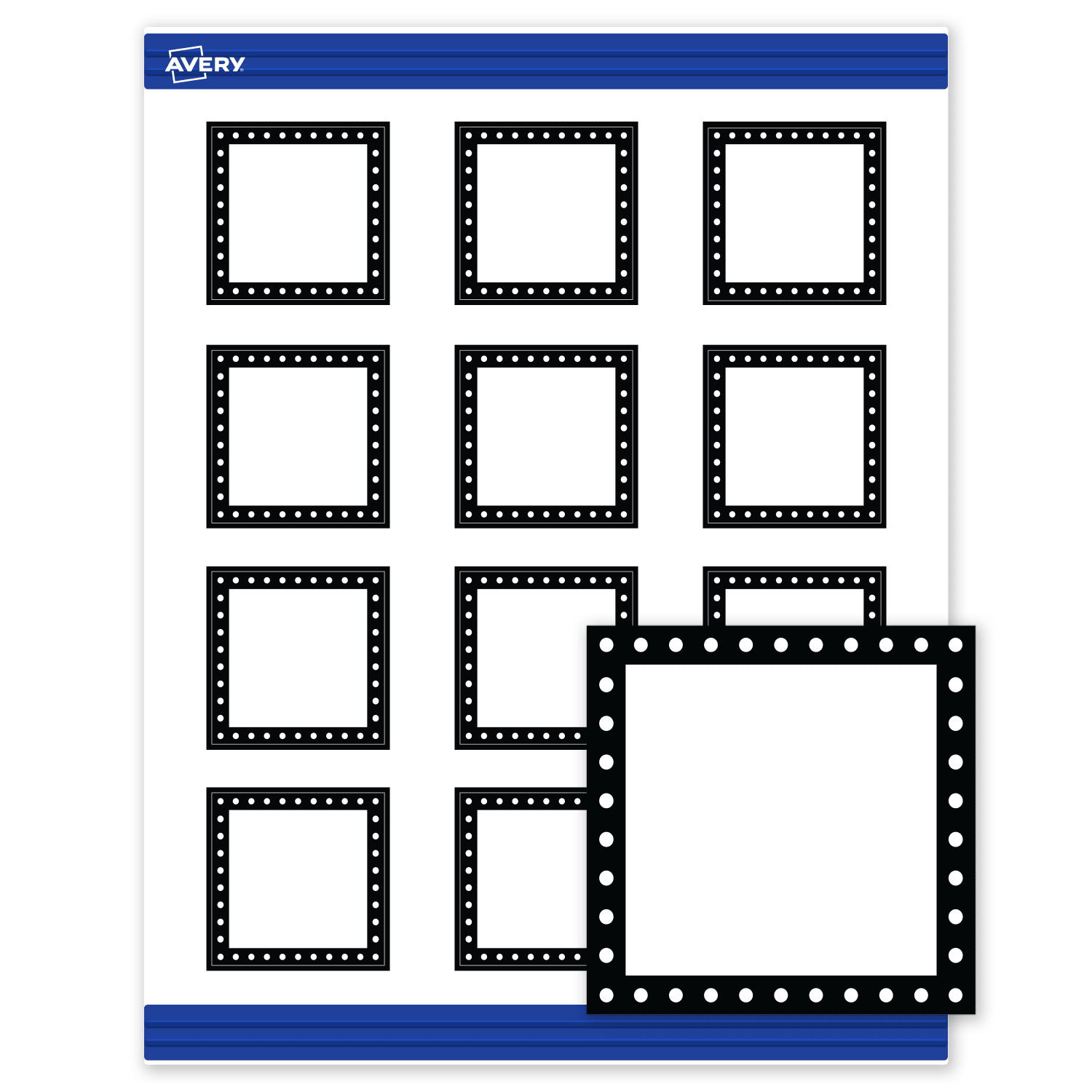 Avery Printable Cards With Sure Feed Technology, 2in x 2in, Matte White With Black And White Polka Dots, Pack Of 120 - Image 3
