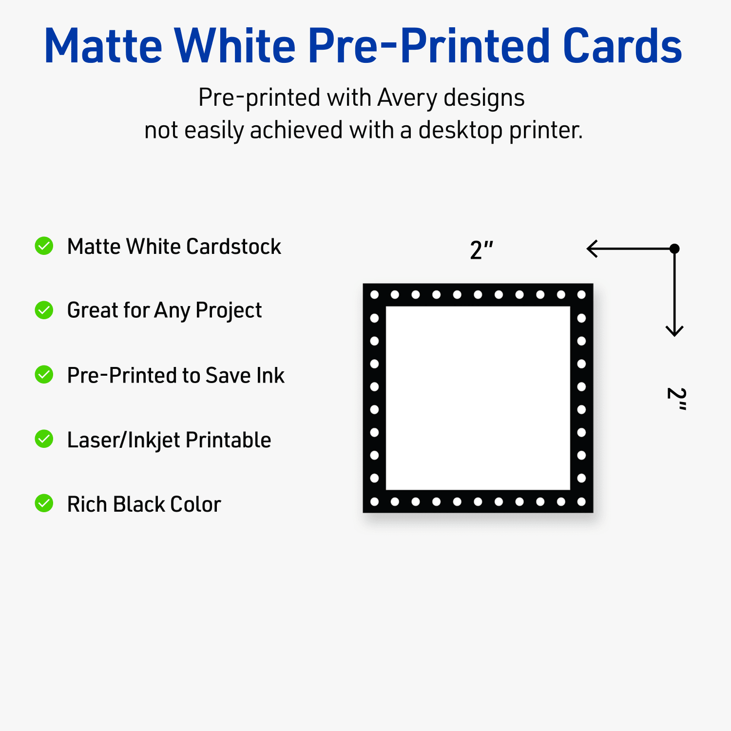 Avery Printable Cards With Sure Feed Technology, 2in x 2in, Matte White With Black And White Polka Dots, Pack Of 120 - Image 4