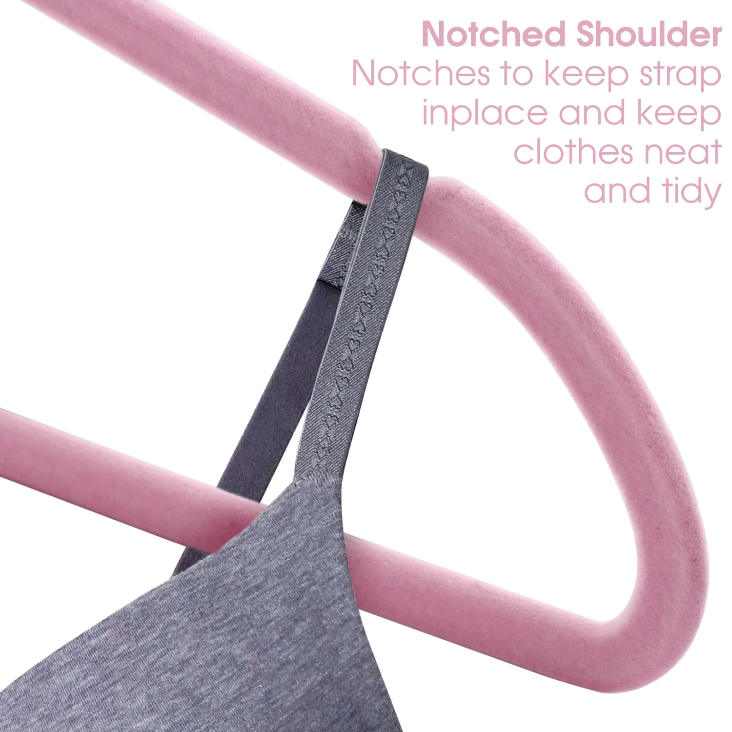 Elama Velvet Slim-Profile Heavy-Duty Hangers, Pink, Pack Of 100 Hangers - Image 6