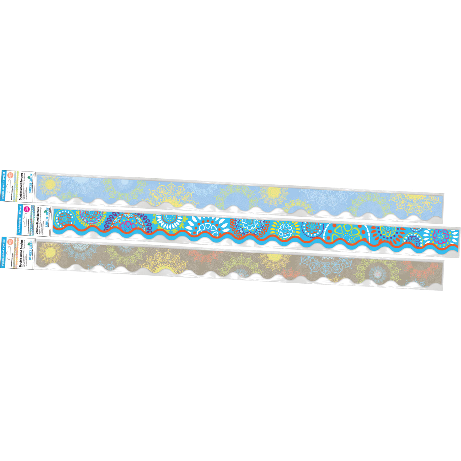Barker Creek Double-Sided Scalloped Borders, 2-1/4in x 36in, Mandala, 13 Strips Per Pack, Set Of 3 Packs - Image 6