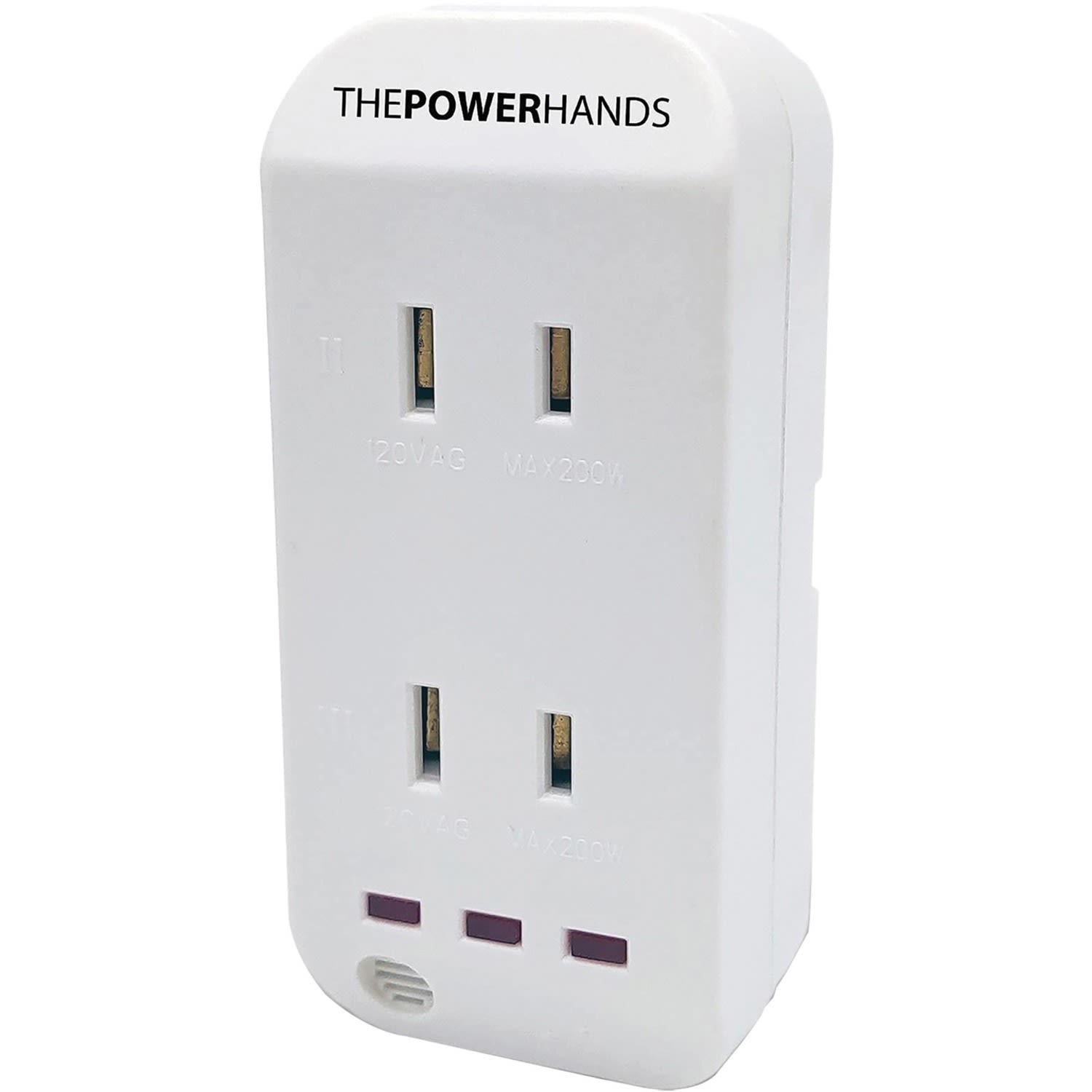 DE Surge Power Hands Noise Detecting Wall Outlet Extender Strip - 2 x AC Power Plug - 120 V AC / 1.60 A - White - Image 3