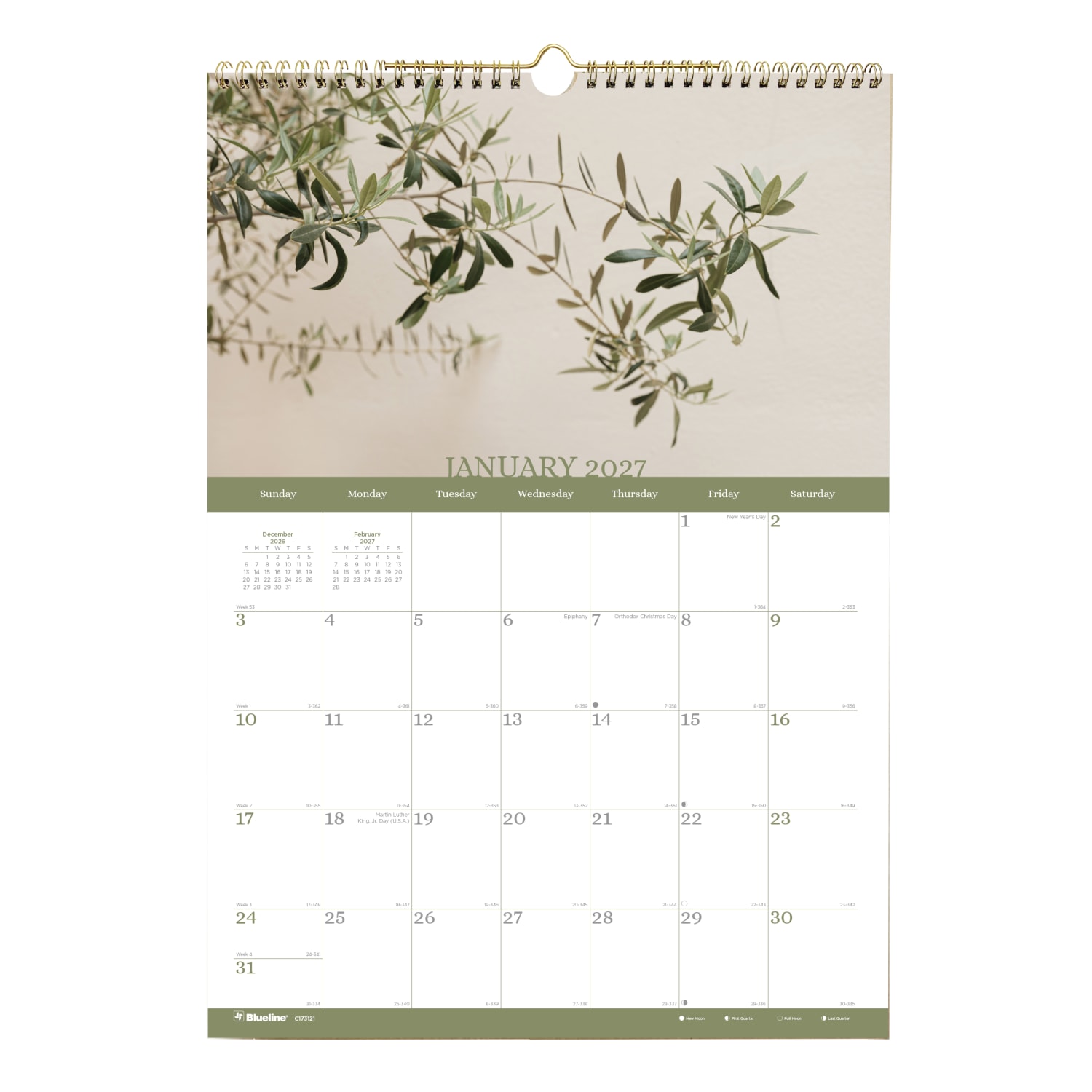 2027 Blueline Colorful Monthly Wall Calendar, 12in x 17in, Minimalist, January To December, C173121, Total Qty 1 - Image 3
