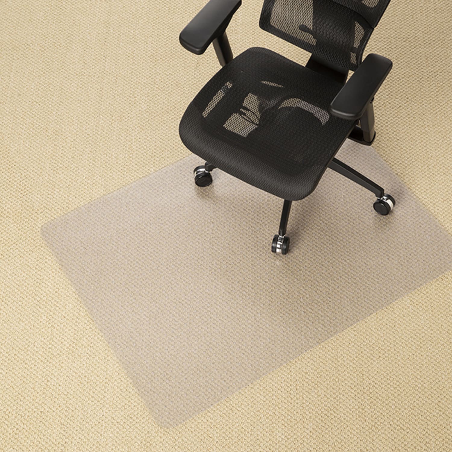 Deflecto SuperGrip Vinyl Chairmat For Hard Floor And Carpet Up To 3/8in Thick, No Lip, 53in x 45in, Clear - Image 4