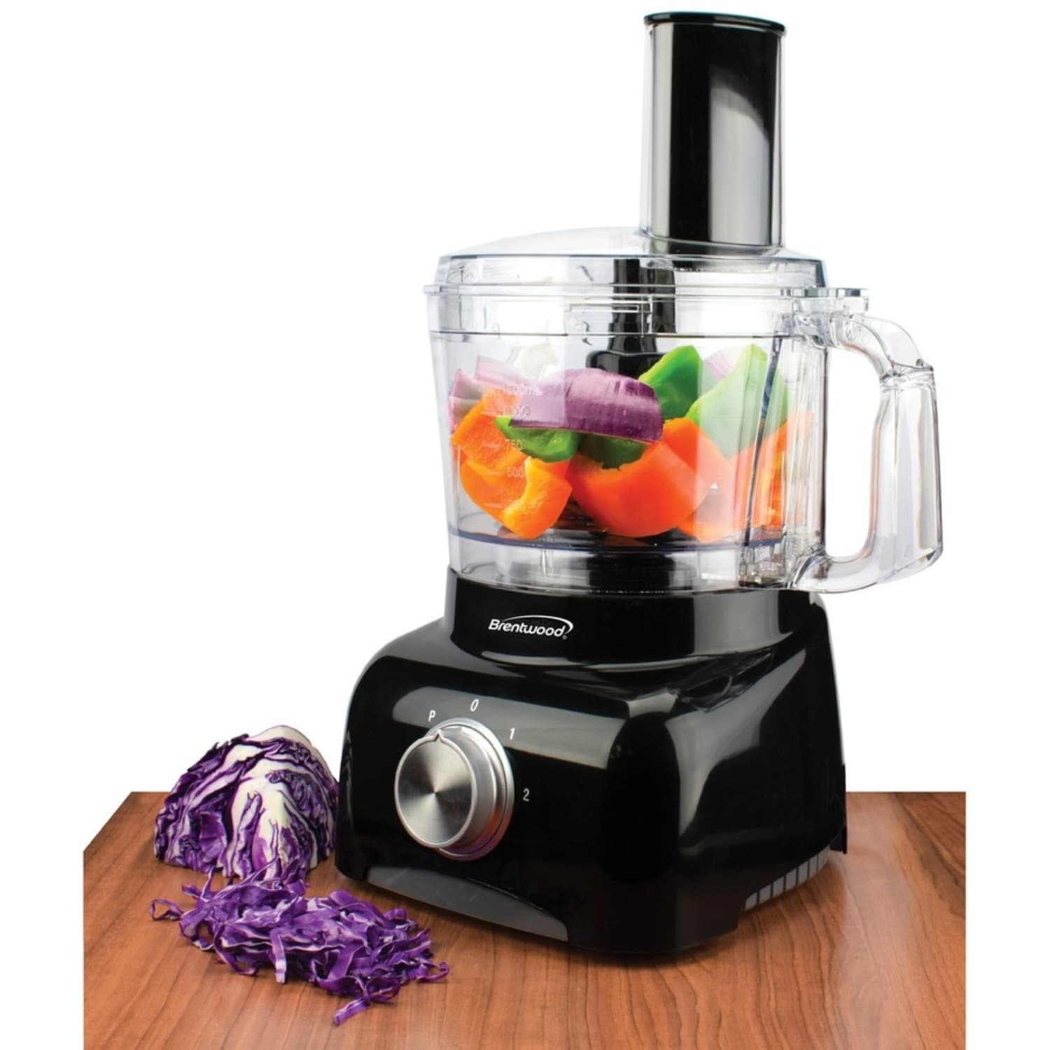 Brentwood 8-Cup 2-Speed Food Processor, Black/Silver - Image 3
